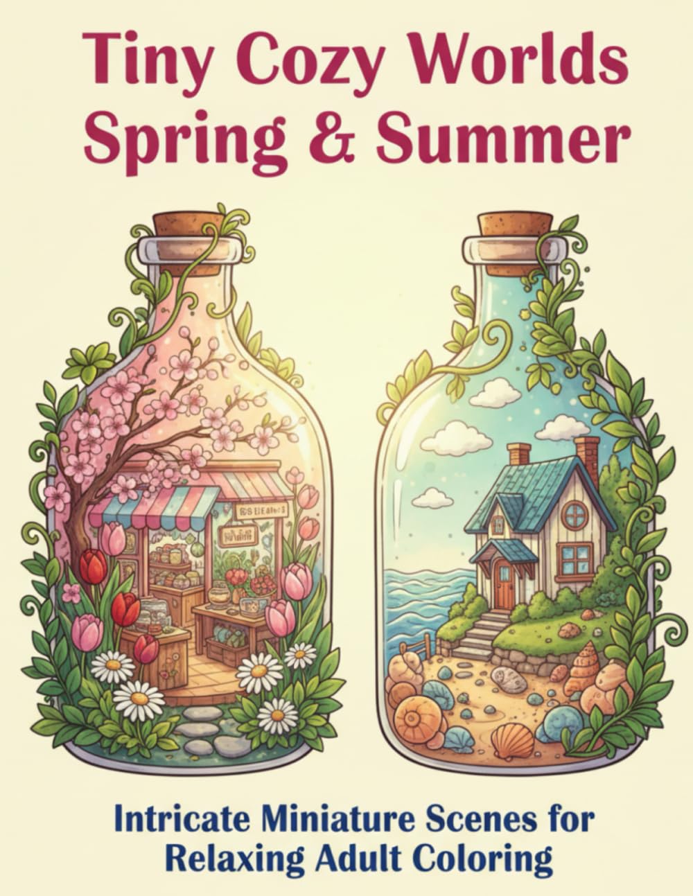 Tiny Cozy Worlds Spring & Summer: Intricate Miniature Scenes for Relaxing Adult Coloring