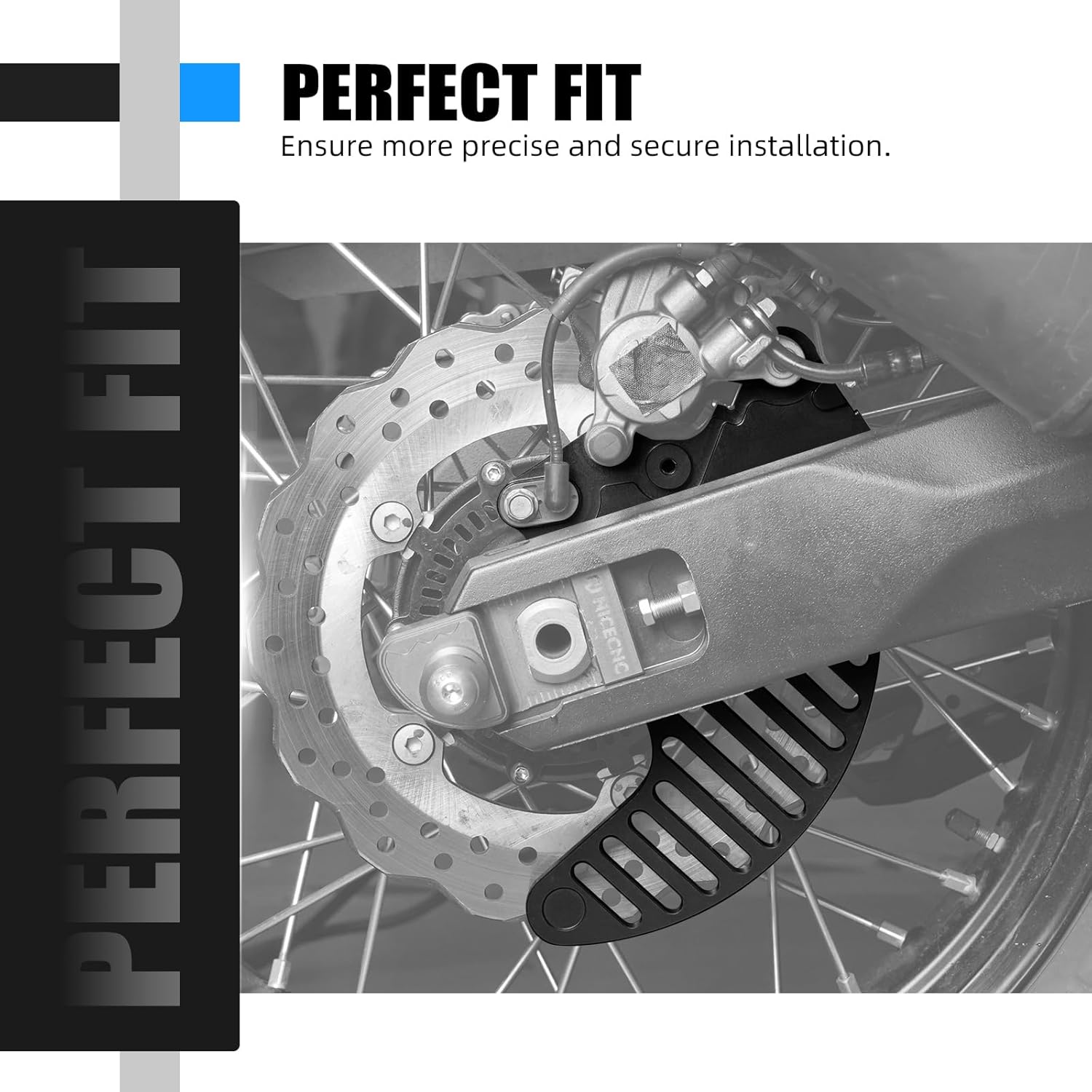 NICECNC Black Rear Brake Disc Guard Protector Compatible with Yamaha Tenere 700 /XTZ700 2019 2020 2021 2022 2023 2024, 6061-T6 Aluminum, Anodization, CNC, Tenere 700 Accessories