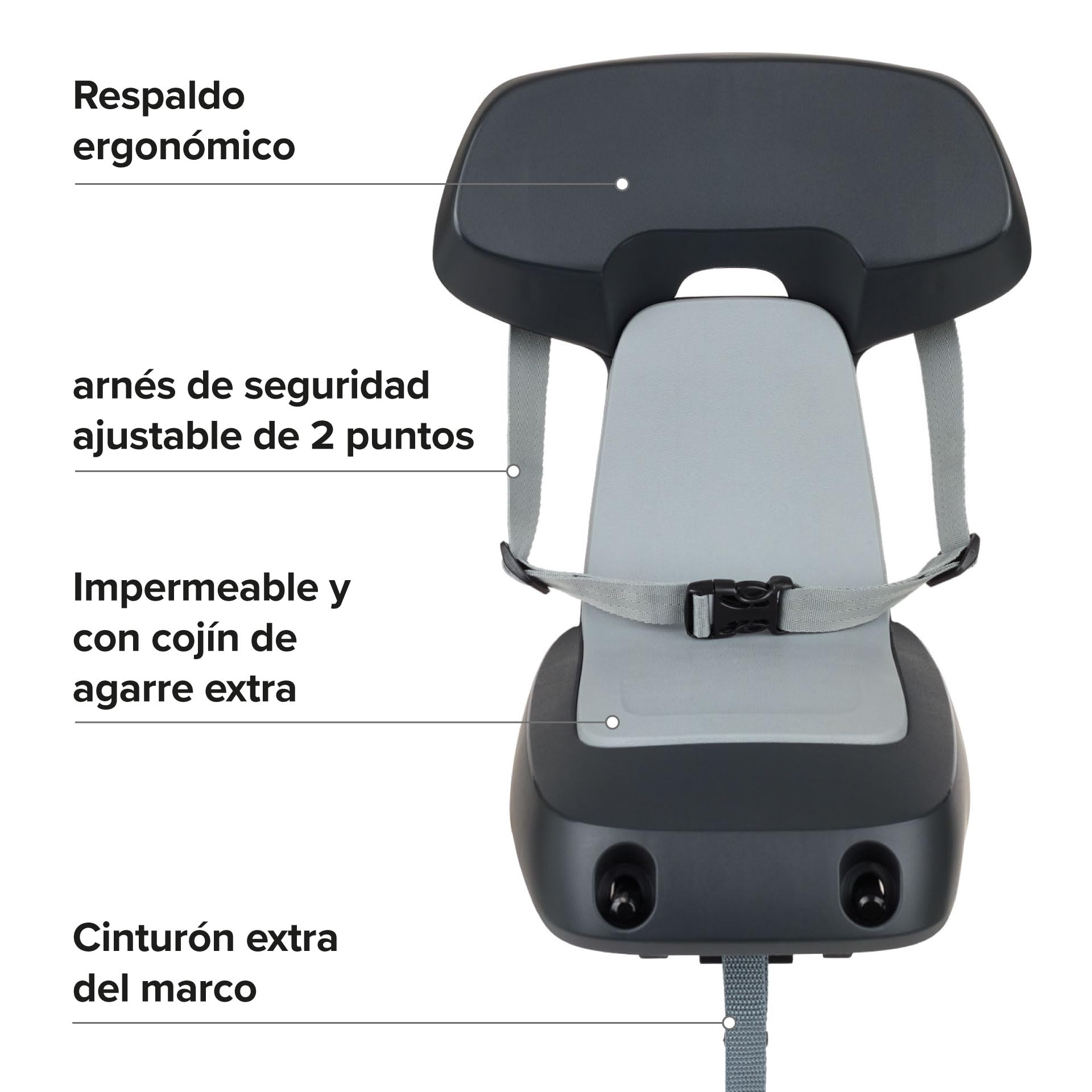 Polisport Guppy Junior Silla De Bicicleta Trasera para Niños, Gris Oscuro, hasta 35 Kg – Cómoda, Segura, Premiada – Silla De Bicicleta para Niños, Compatible con Portaequipajes