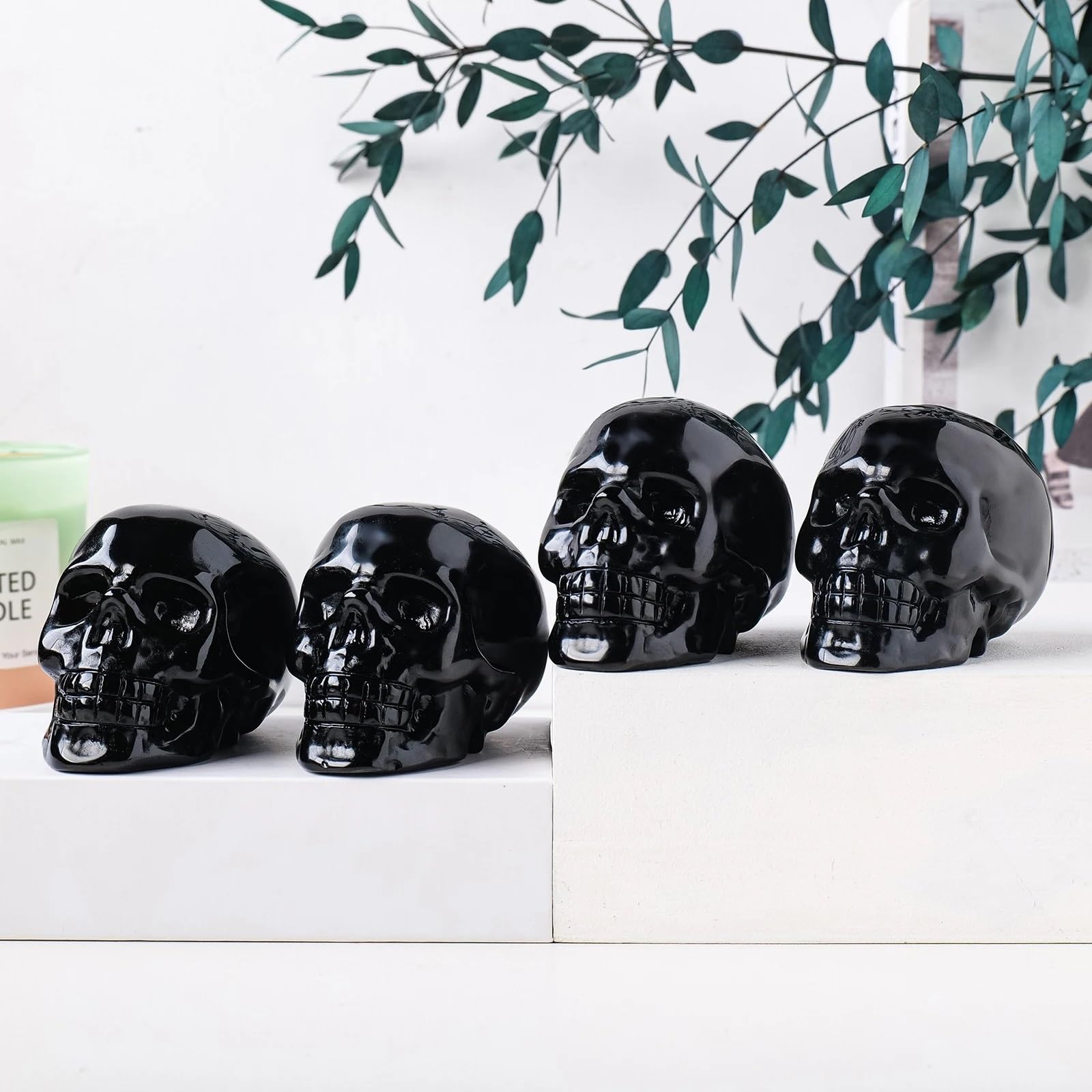 1PC Black Obsidian Crystal Skulls Statue Stones Crafts Room Decor Aquarium Witchcraft Decoration