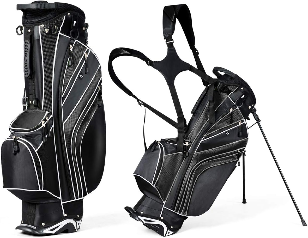 Buy GYMAX Golf Stand Bag, 6 Way Divider Golf Carry Bag with Straps
