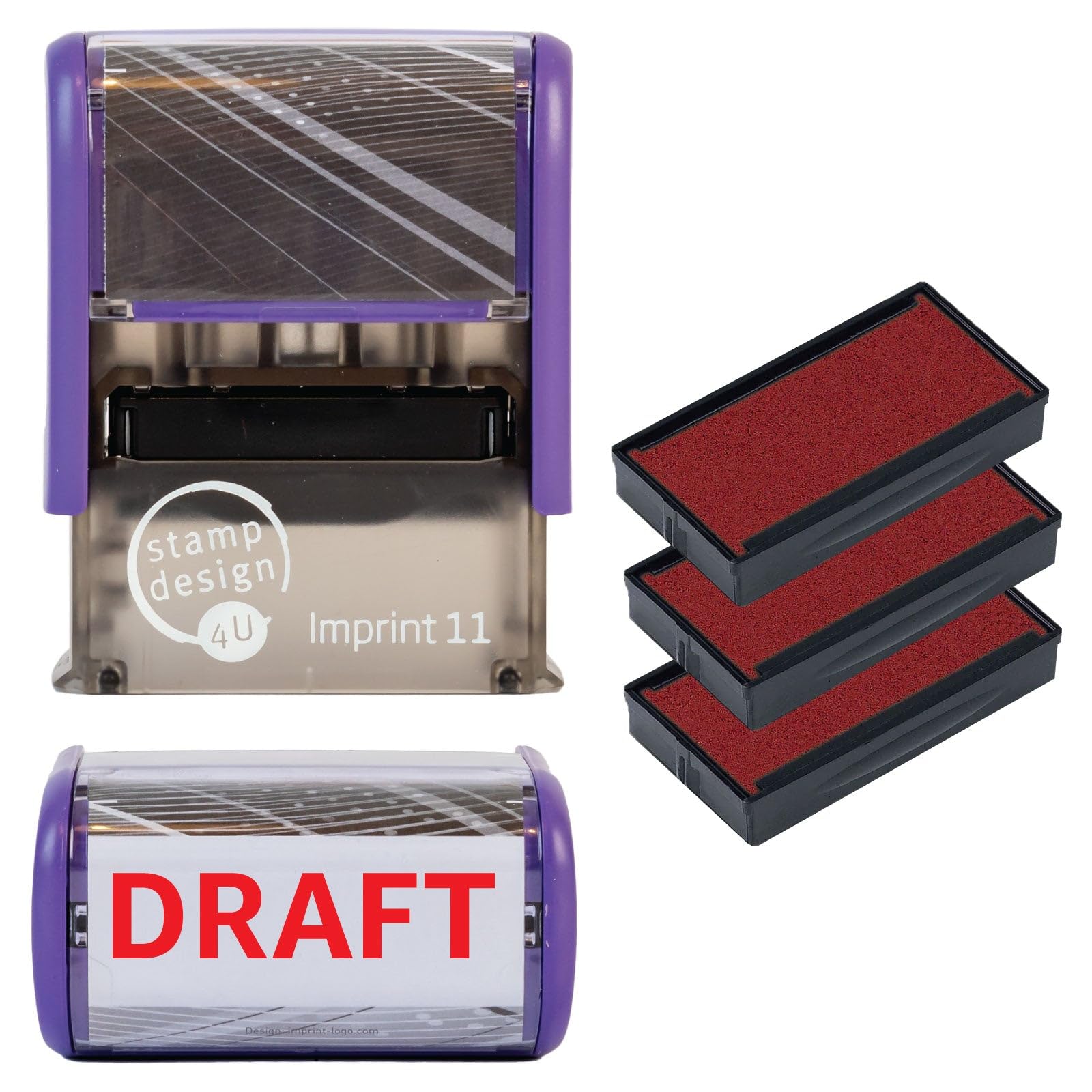 Draft Self Inking Rubber Stamp for Stamping Your Draft Documents - Red Draft Stamp with 3 Extra Inkpad