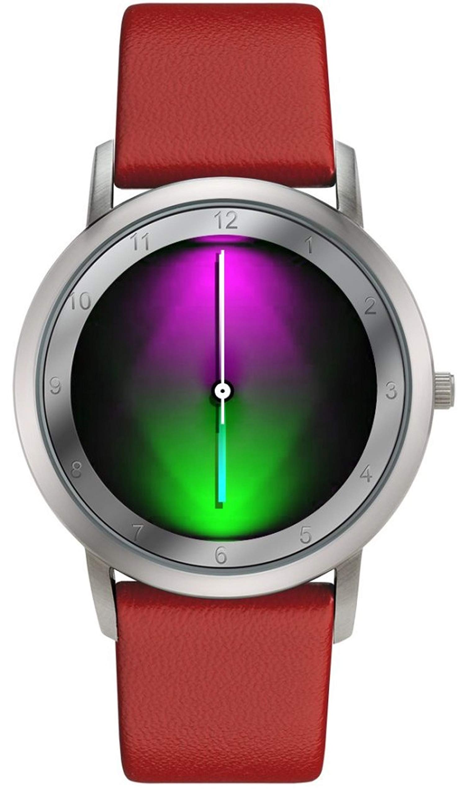 Rainbow Watch Unisex Uhr Quarz Avantgardia Light mit rotem Echtleder Armband
