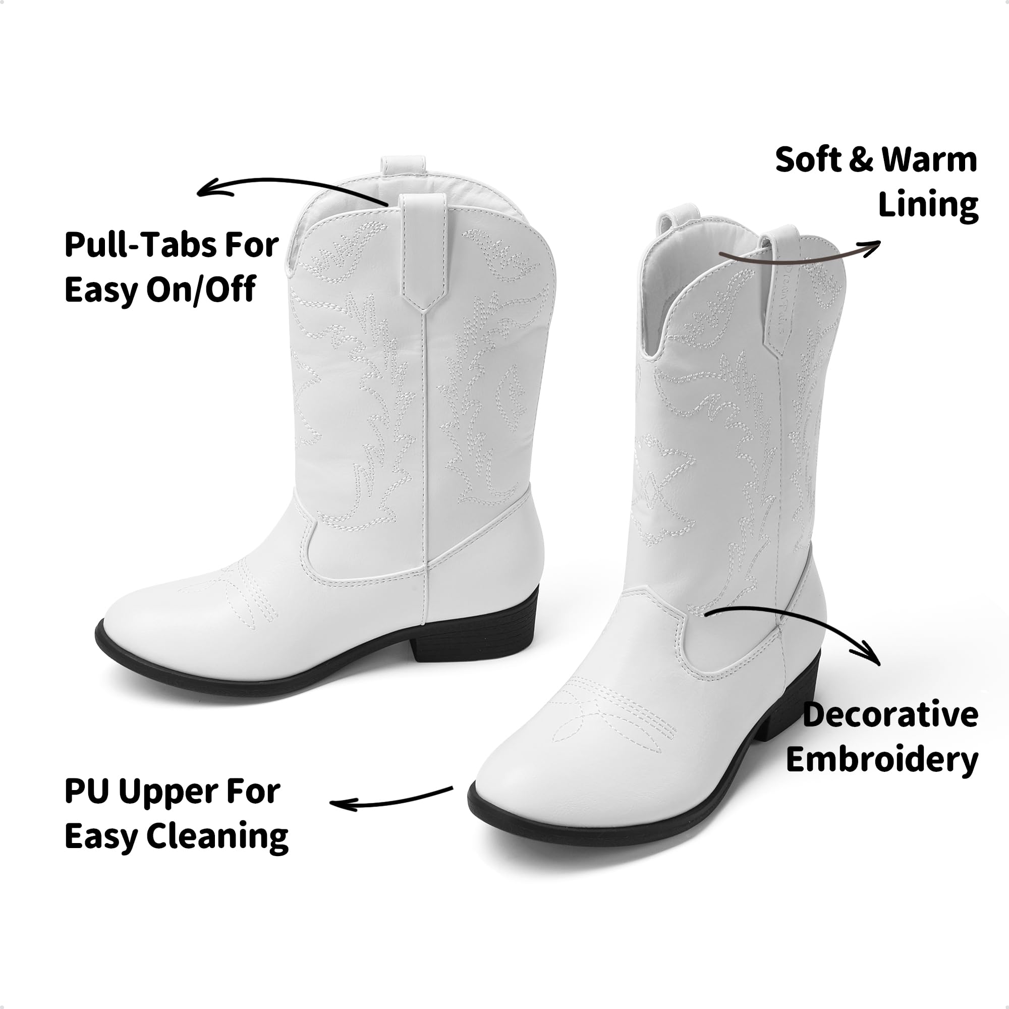 DREAM PAIRS Cowgirl kowbojskie zachodnie buty dziewczęce buty do połowy łydki buty jeździeckie małe dziecko/duże dziecko