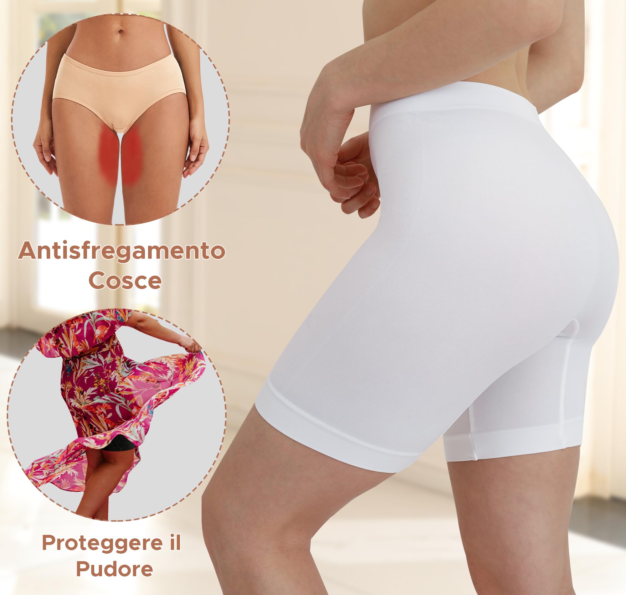 INNERSY Pantaloncini Sottogonna Donna Antisfregamento Leggings Corti Mutande Senza Cuciture Pacco da 3