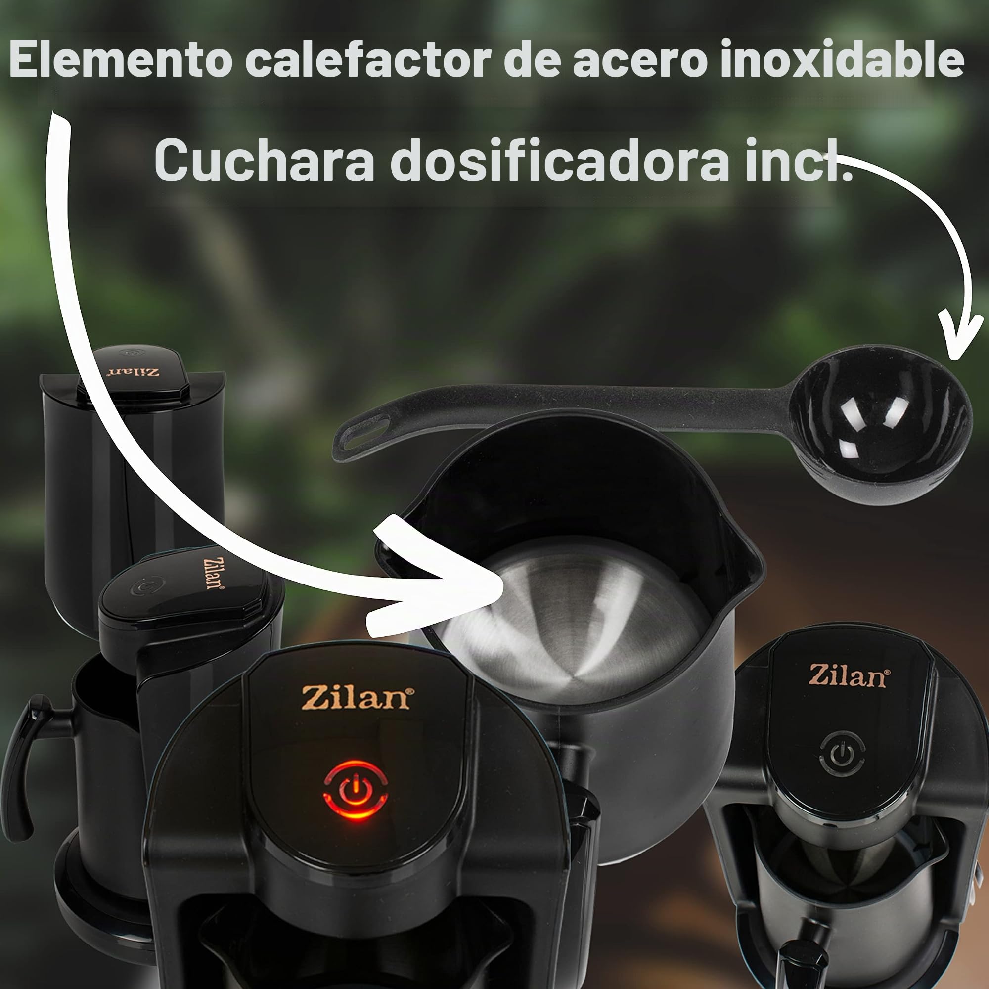 Zilan Cafetera moka pequeña individual cafetero interruptor de acero inoxidable moca 1-4 tazas