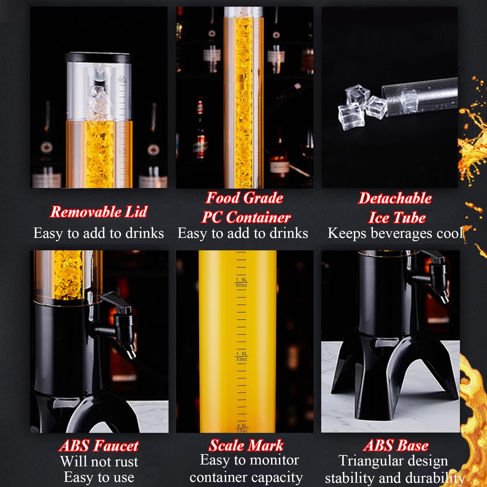 Spillatore Birra da Casa Torre di Mimosa Alta con Linee di Scala, Frigorifero Luminoso per Bevande, Mantiene Fresche e Refrigerate, Dispenser di Birra a Forma di Giraffa per Ristoranti/ Pub/ Picnic/ F