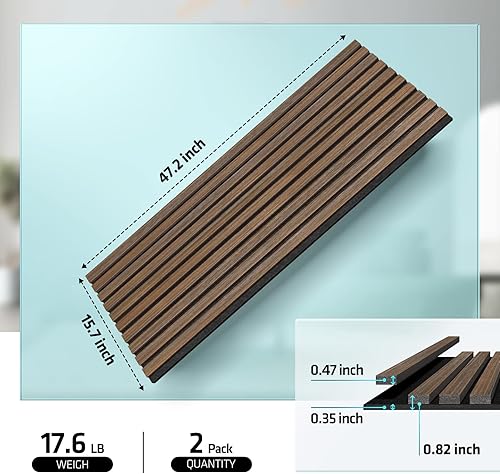 Miniatura 2 de UMIACOUSTICS Paneles de pared de madera, 2 paneles de difusión, paneles de 47.2 x 15.7 pulgadas, paneles a prueba de sonido para cine en casa y