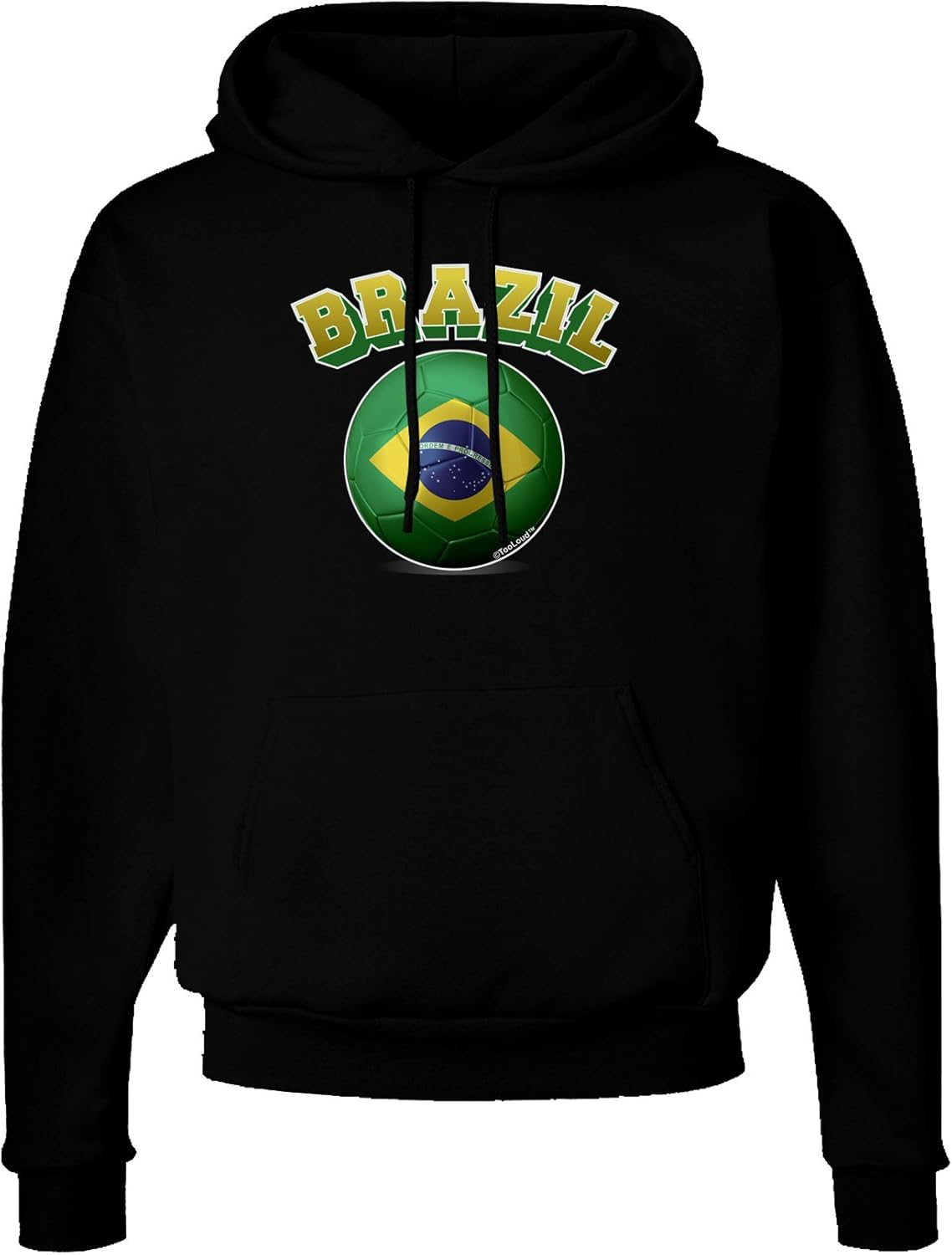 TOOLOUD Soccer Ball Flag - Brazil Dark Hoodie Sweatshirt Hooded Pullover Pockets