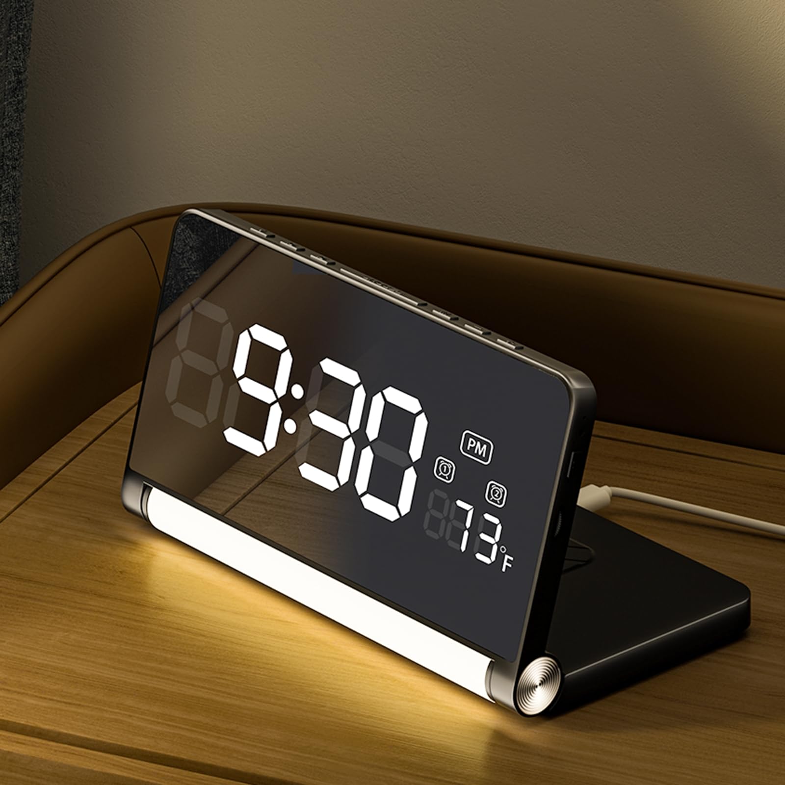 SURPN Digital Alarm Clock for Bedroom, 3 Colour Night Light, Large