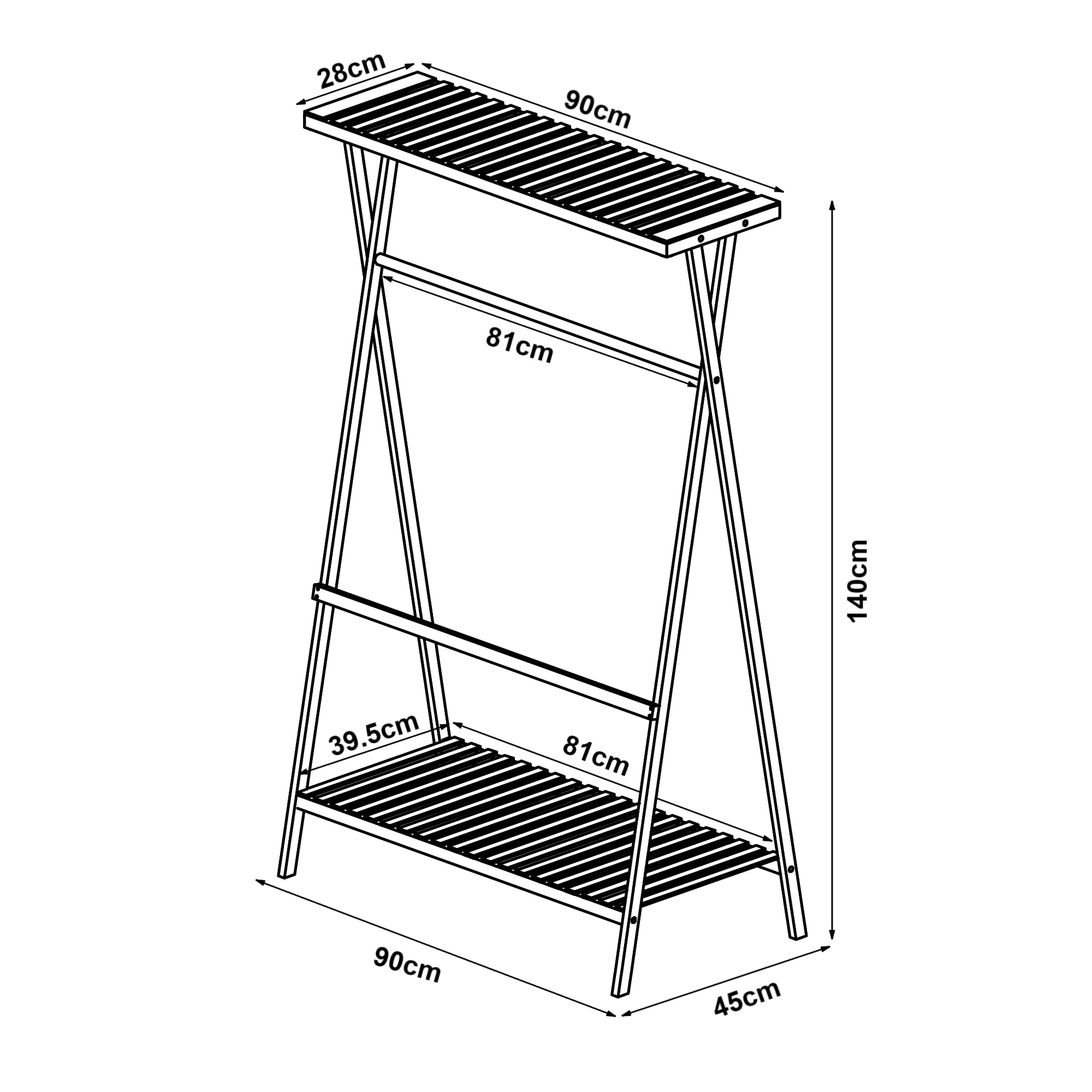 Portant à vêtements Sola pour enfant avec surface de stockage bambou - Maison