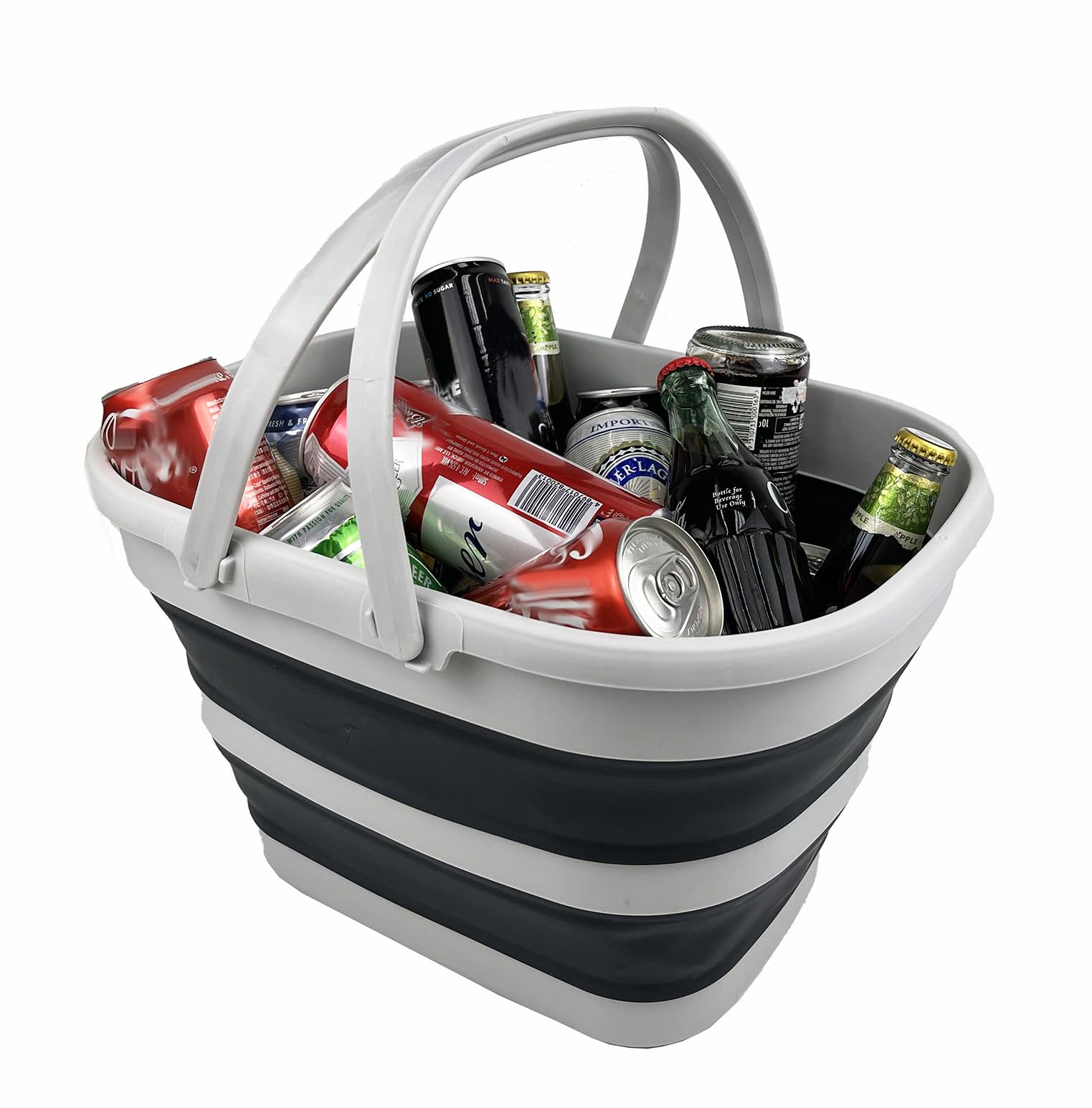 SAMMART Cestino pieghevole da 17 litri con manico, cestino da picnic portatile per esterni, borsa per la spesa pieghevole, contenitore salvaspazio (set di 2)