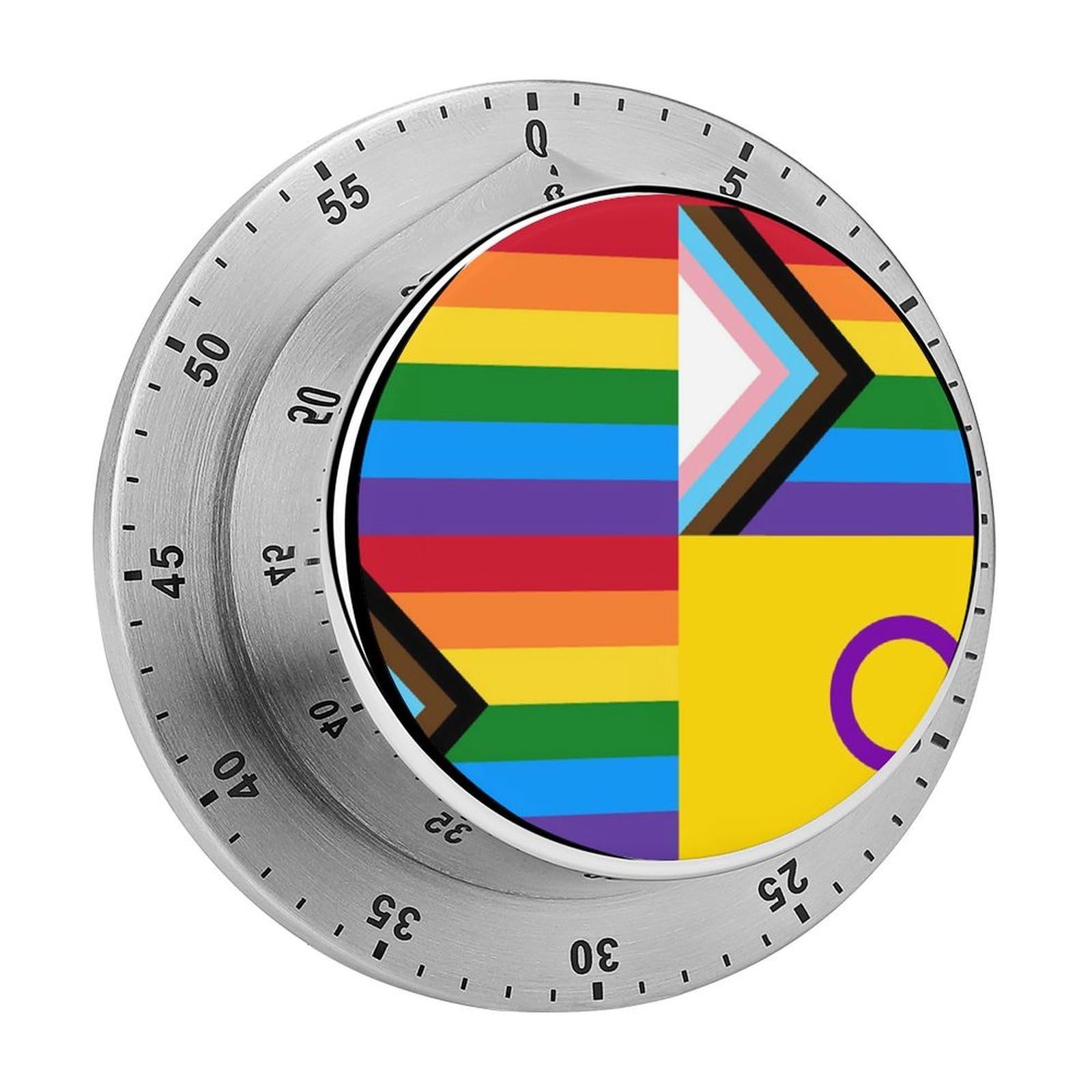 Rainbow Progress Pride Flag LGBT Circular Rotating Timer, Suitable for Kitchen and Bedroom