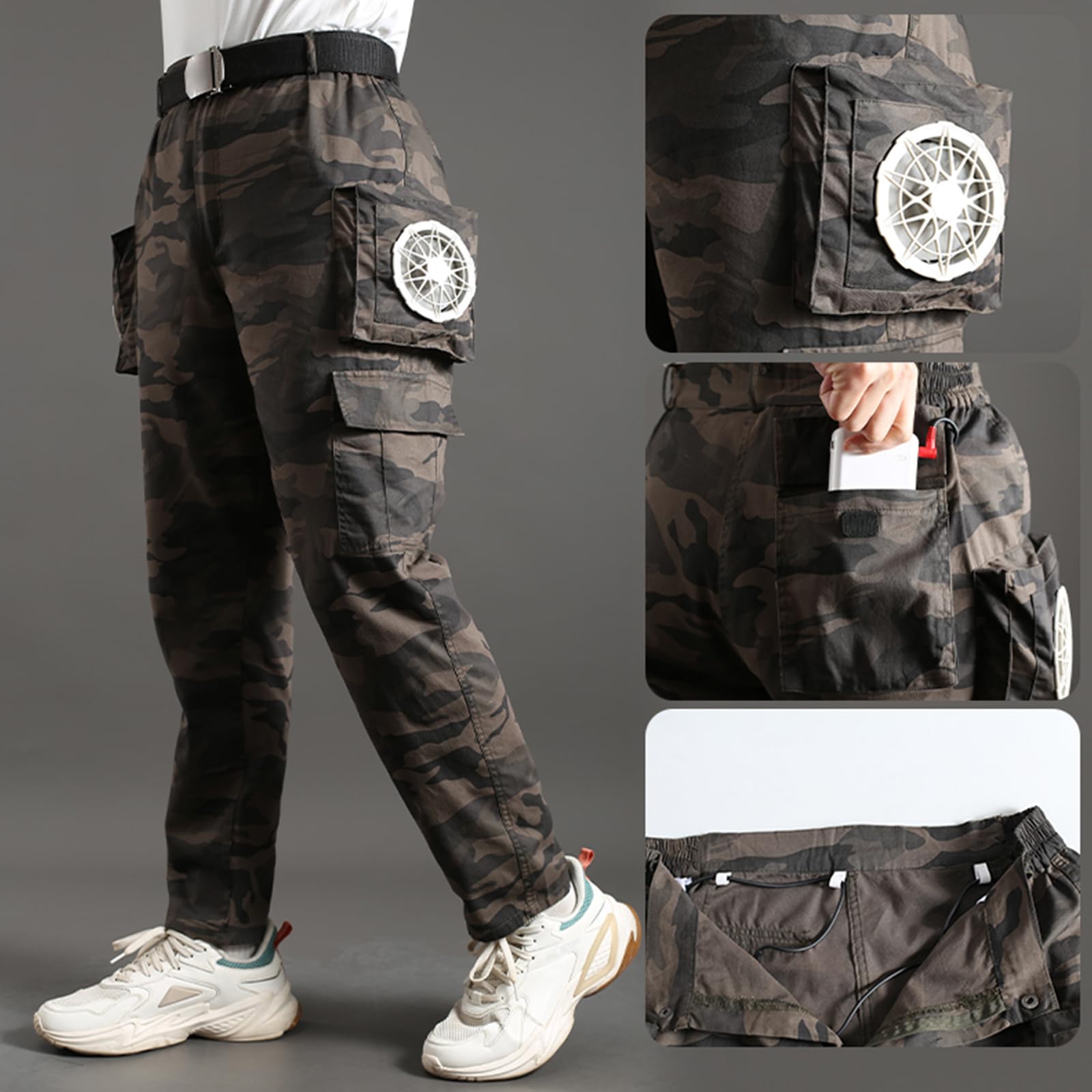 Pantaloni con ventola di raffreddamento, pantaloni climatizzati per uomini e adolescenti, abbigliamento da lavoro per ciclismo, giardinaggio, viaggi, protezione solare, abbigliamento con ventaglio