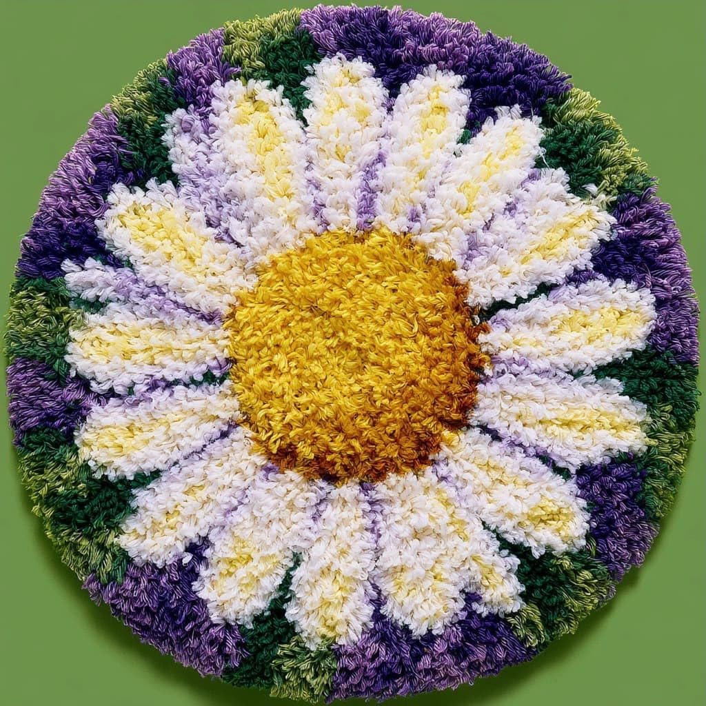 AMBATTERY DIY Latch Hook Rug Kit for Aldult,Daisy Flowers