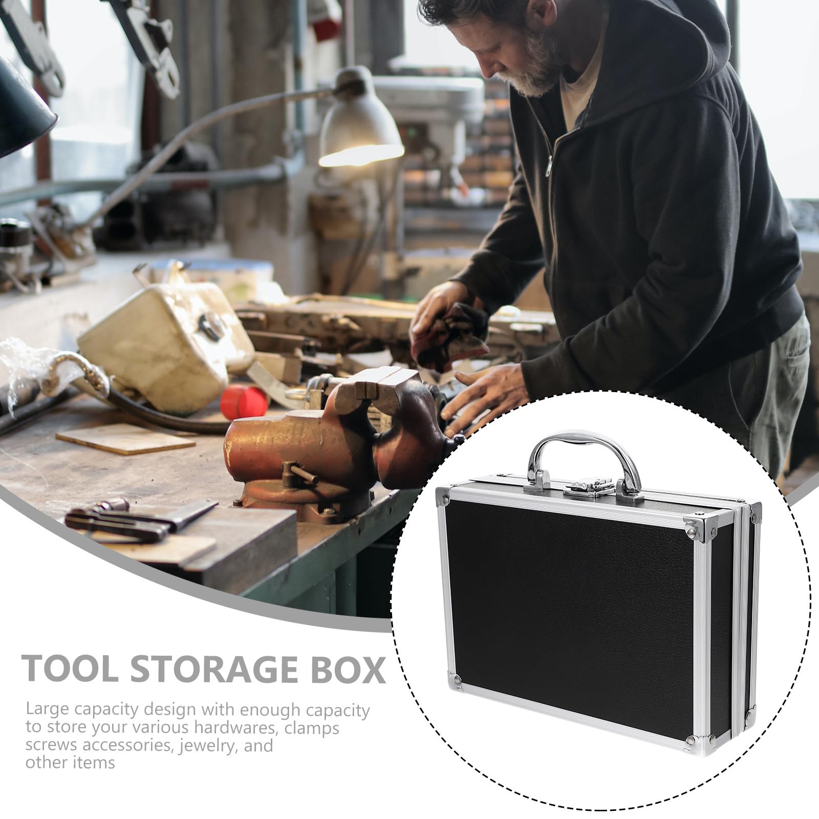 Uonlytech Valigetta in Lega di Alluminio Portatile Piccola 23X16X7 CM Serratura Custodia Rigida Multifunzione per Utensili e Attrezzi Adatta per Casa Ufficio e Viaggi di Lavoro