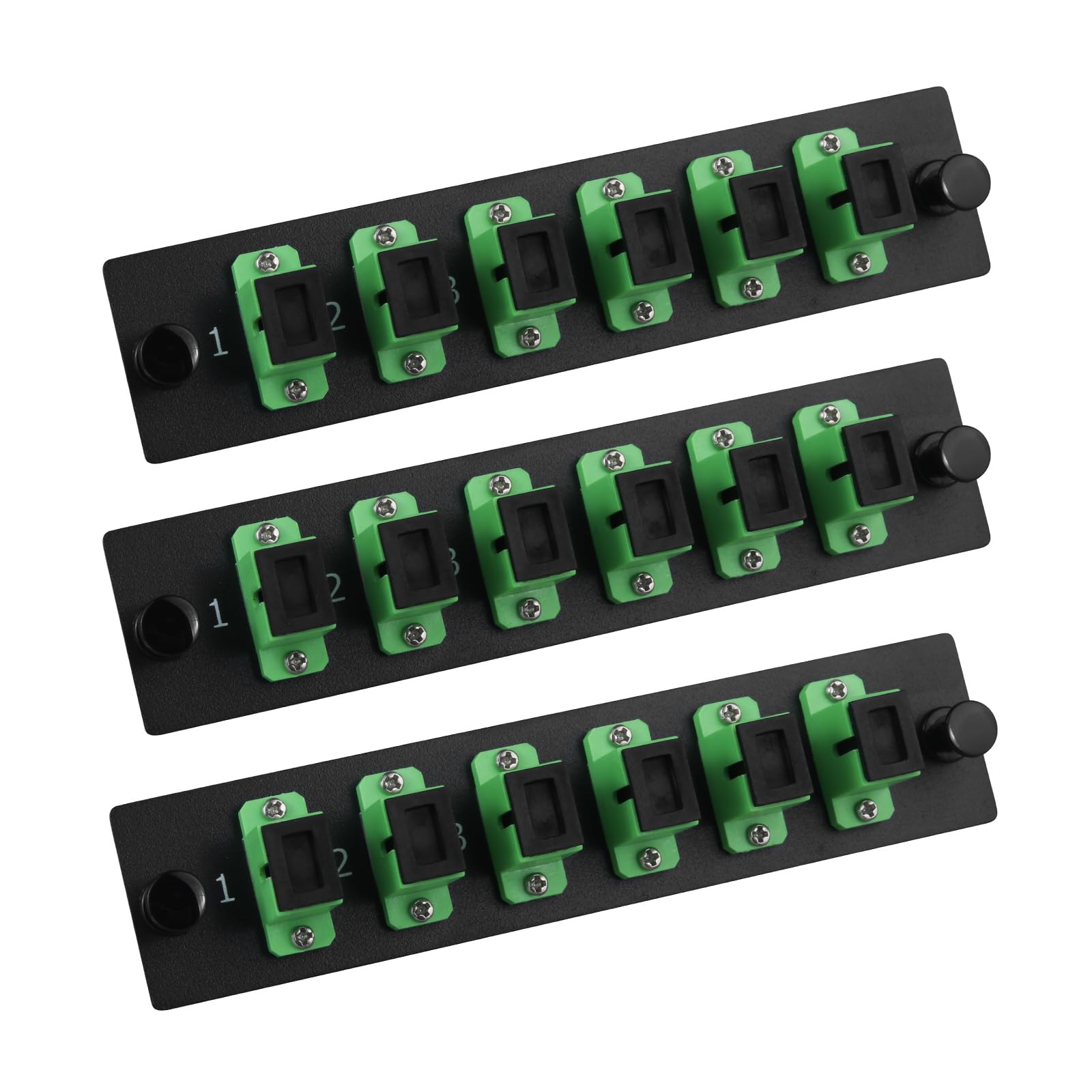 Lot de 3 panneaux de brassage Simplex SC/APC avec adaptateurs SC Simplex monomode vert, 6 ports fibre