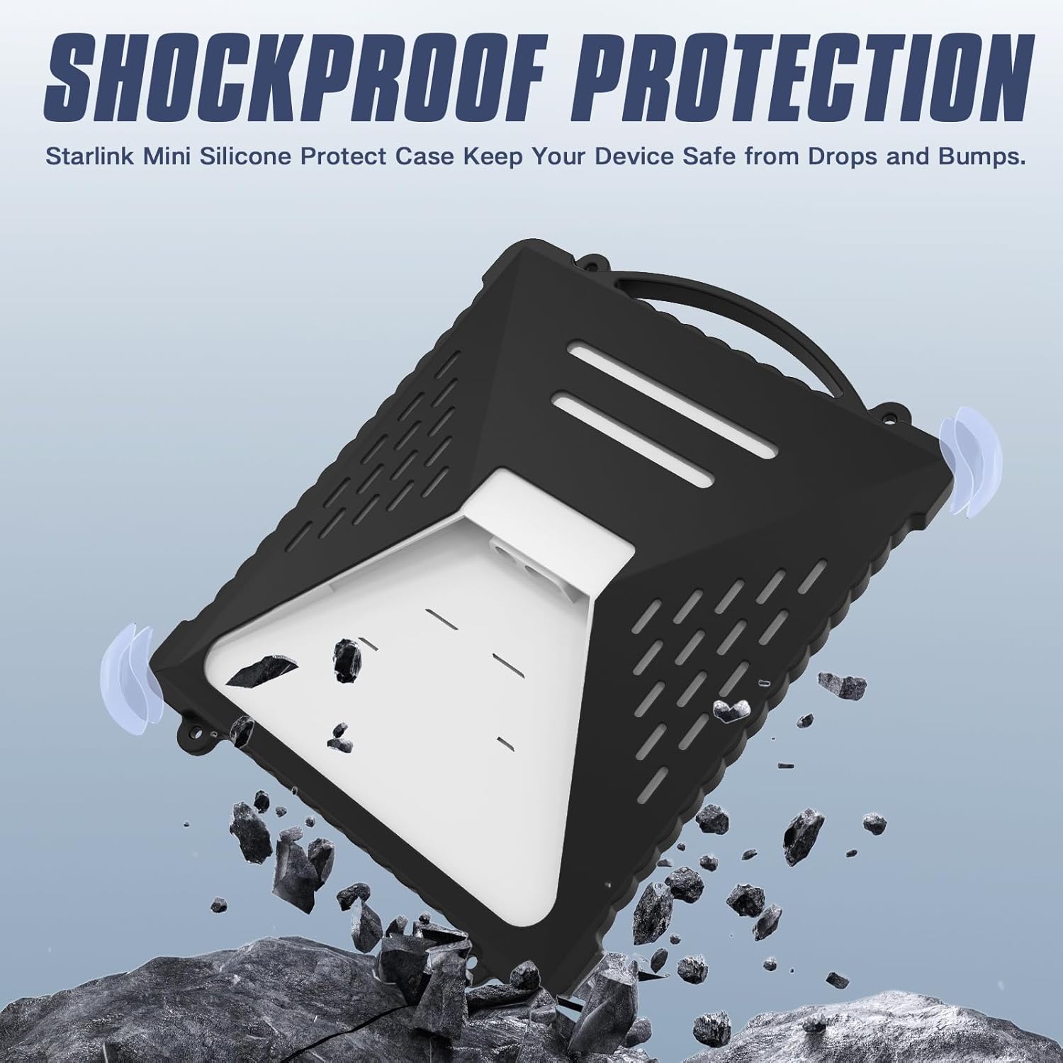 Acover Starlink Mini Protective Cover,Liquid Silicone Case for Starlink Mini Accessories Satellite Dish Waterproof & Anti-Scratch Cover with Handle & Hook Perfect for Outdoor Travel RV/Camping/Black - Image 3