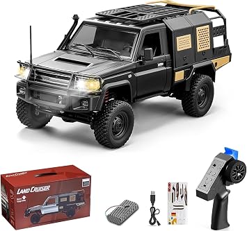 MN Model MN82S 1/12 Supertourer Toyota Land Cruiser LC79 4WD RC Model Uzaktan Kumandalı Araba Crawler Offroad Truck RTR Lisanslı Siyah+Dahili Işık Seti
