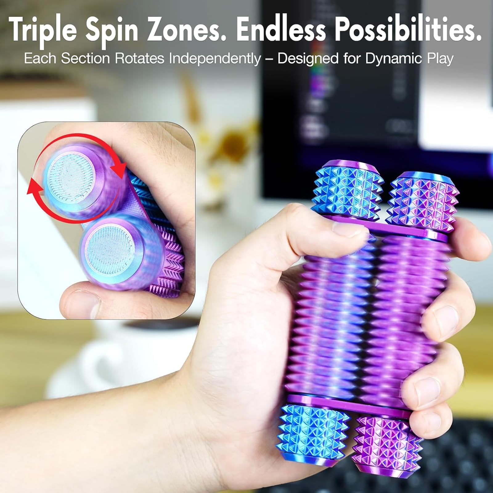 Pain Stim Fidget Roller for Adults Office Desk Stress Relief Sensory Aid ADHD Anxiety Fidget Tool Pocket Spinner Gifts for Him Her Colleagues - Image 4