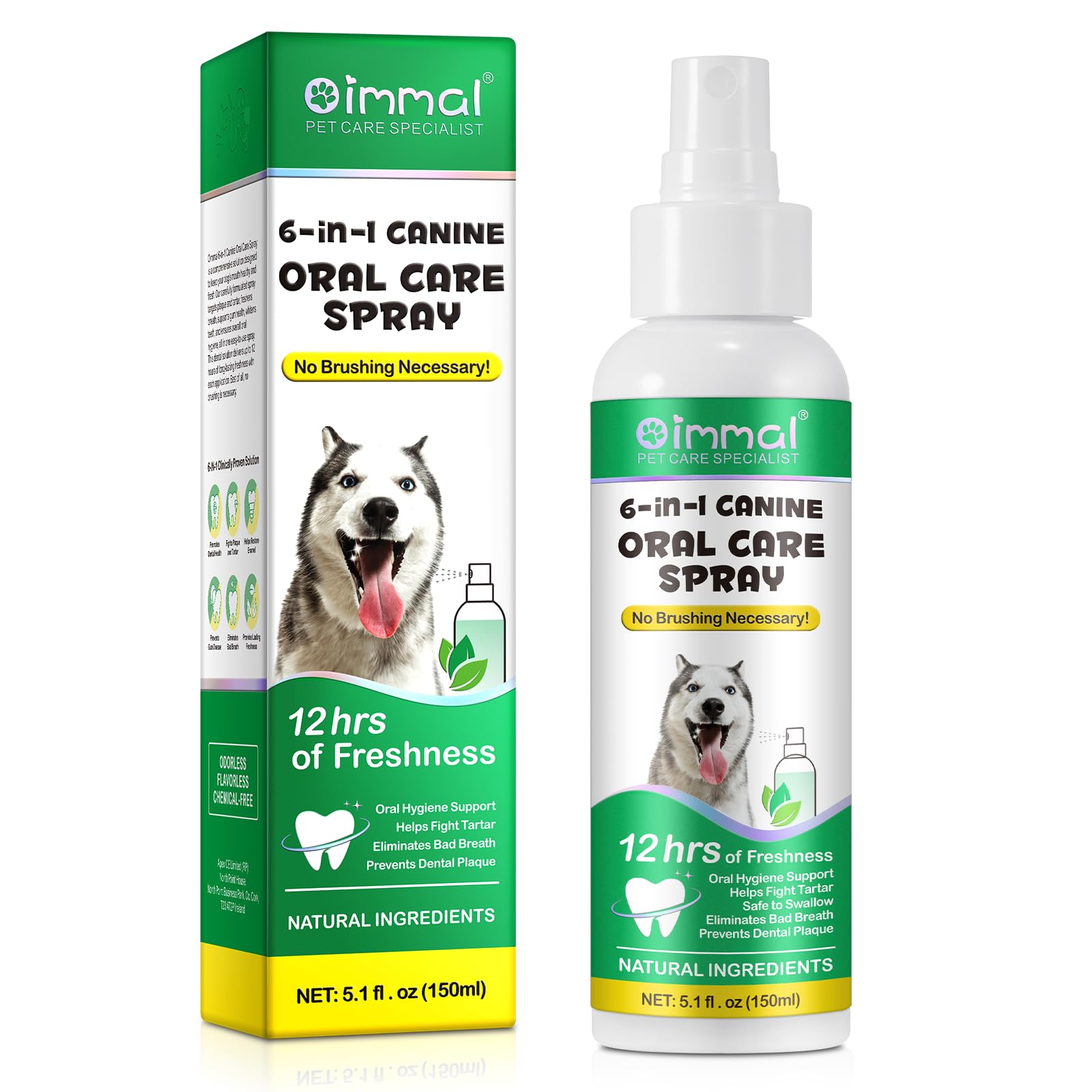 Pet Oral Spray, 150ml Pet Cleaning Teeth Cleaning Spray, Teeth Cleaning Spray for Dogs and Cats, Reduces Plaque and Tartar Buildup Without Brushing, Dog Oral Spray Freshens Breath