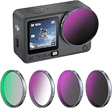 REYGEAK ND Filter Set for Osmo Action 6, CPL/ND8/16/32 for OSMO Action 5/4/3, Aluminum Frame Multi-Coated HD Optical Glass (CPL/ND8/16/32)
