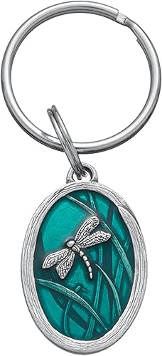 DANFORTH - Llavero de libélula verde azulado Llavero de libélula de peltre hecho a mano 1 " Hecho en Estados Unidos, Gris, verde azulado