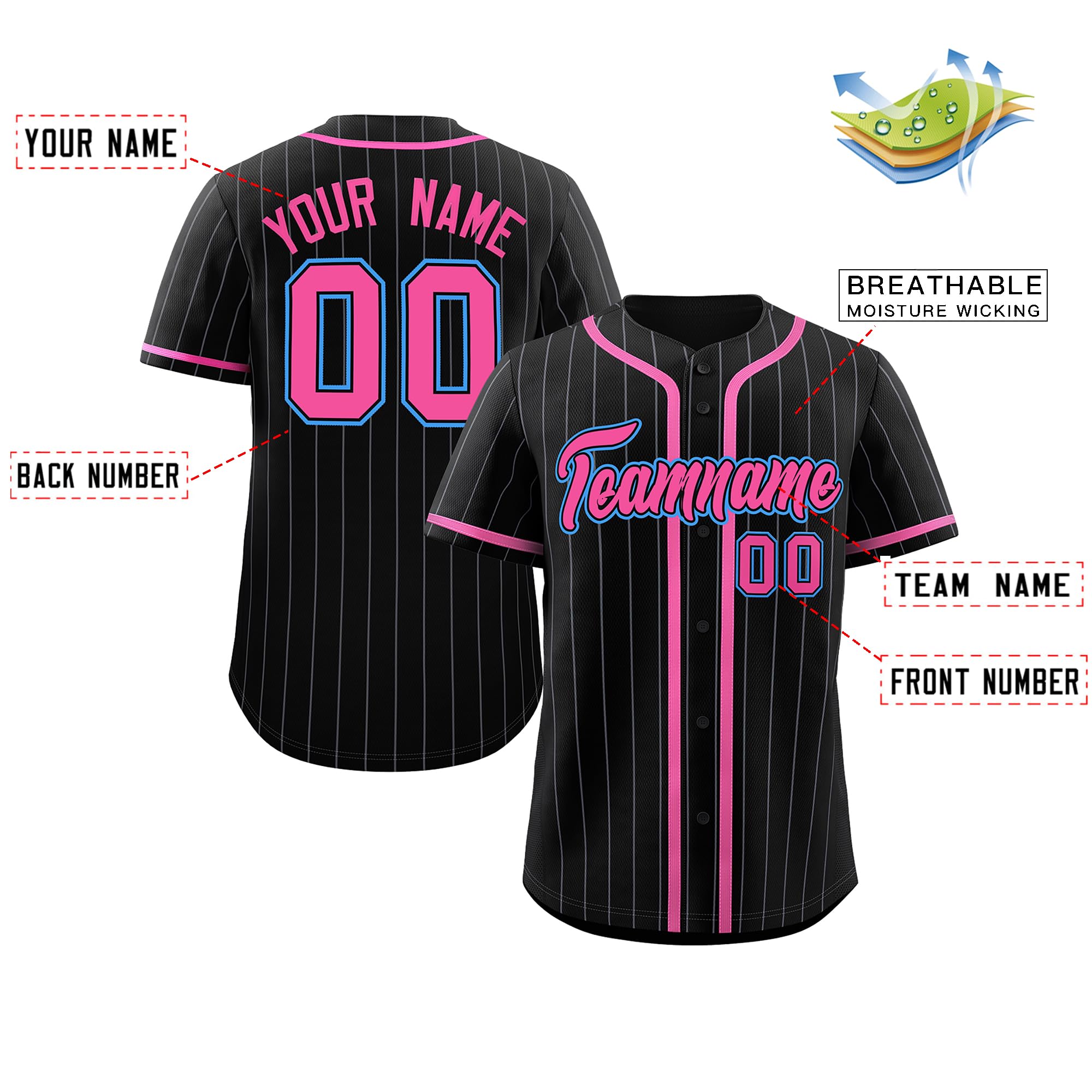 Custom Stripe Baseball Jersey for Men Women Youth Personalized Hip Hop Baseball Shirt Stitched Name Number Logo