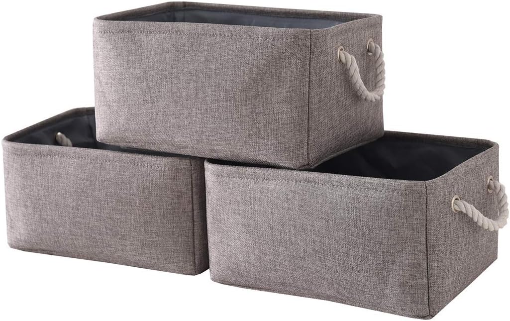 Tegance Storage Baskets Bins for Organizing, Foldable Sturdy Fabric Basket W/Handles, Large Rectangular Decorative Storage Basket for Shelves Nursery Closet Toy Blanket (3 Pack 15.7x11.8x8.3")
