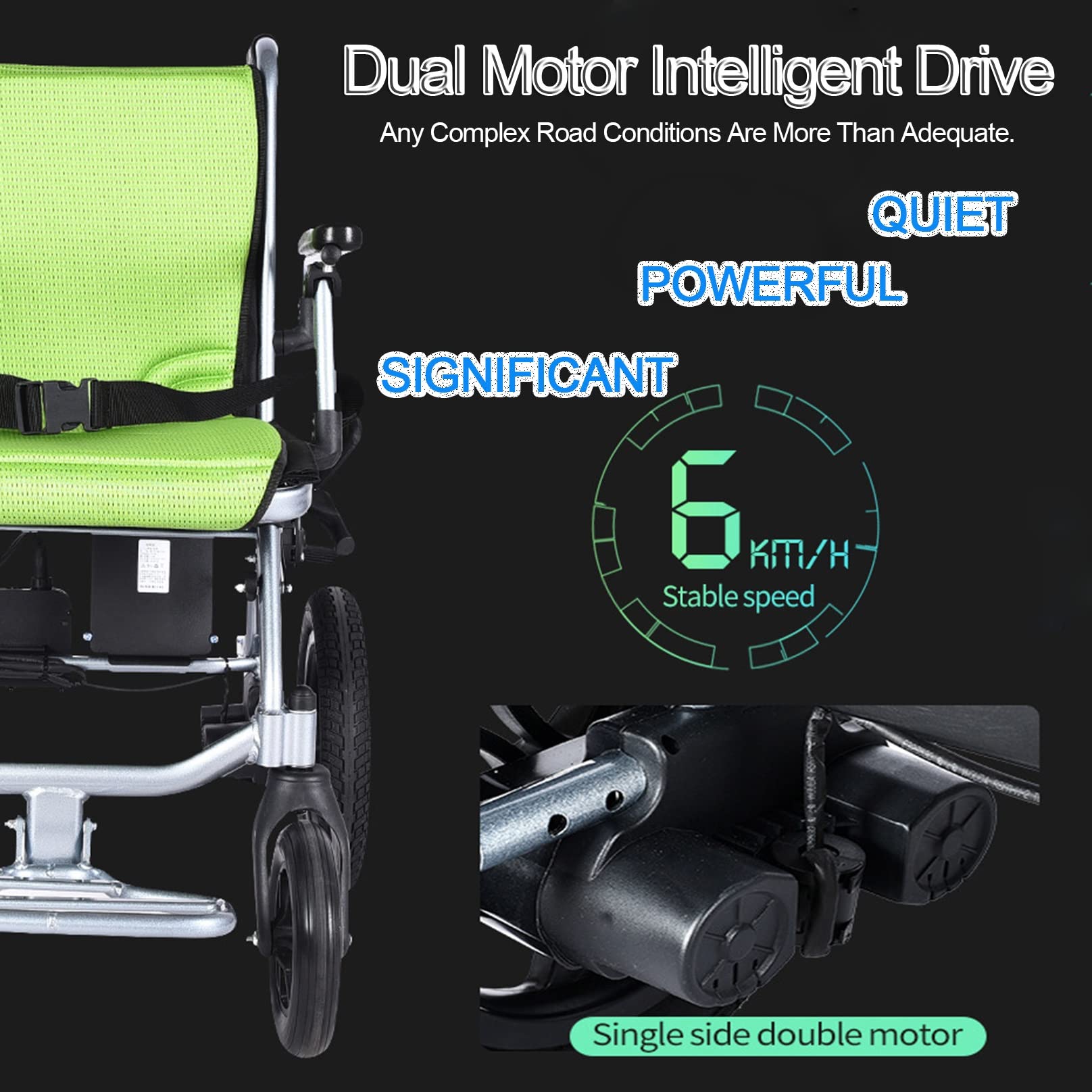 Silla de Ruedas Eléctrica Plegable Silla de Ruedas Eléctrica de Movilidad Ligera Portátil Sillas de Ruedas de Aluminio Autopropulsadas for Personas Mayores Discapacitadas Soporta 220 Libras