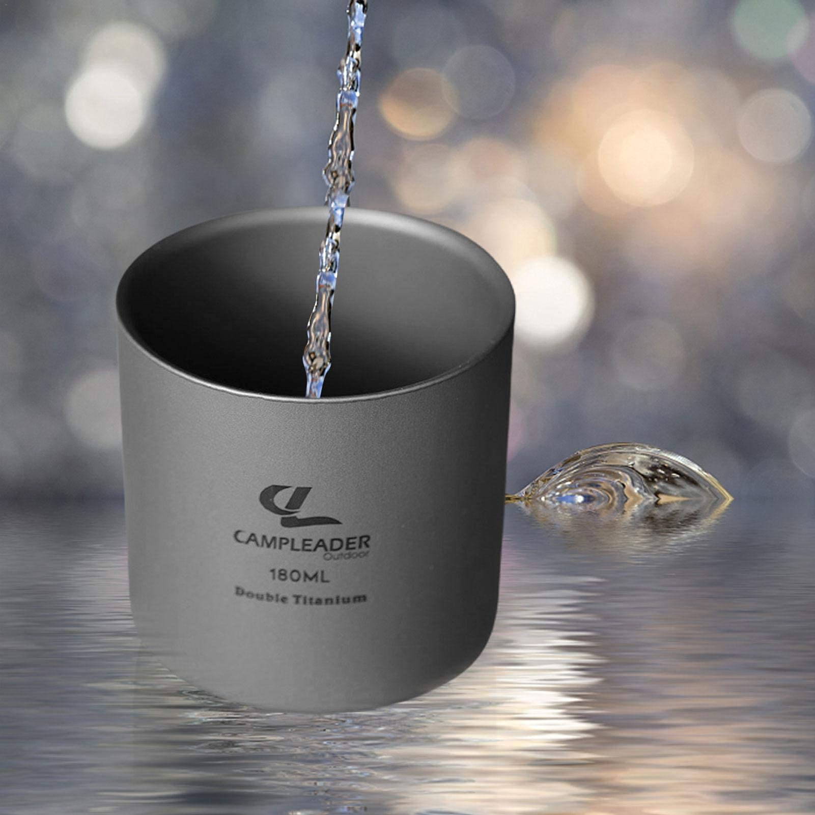 Titanium Cup 120ml/180ml/300ml Portable Camping Picnic Water Cup Mug,Double-Layer Lightweight Camping Mug With Sandblasted Surface, for Outdoor Picnic Backpacking (180ML)