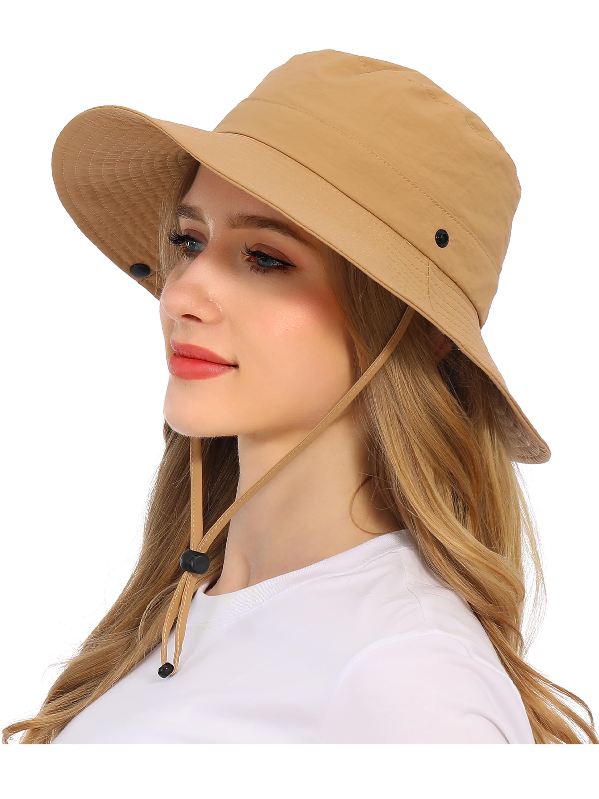 Rulala Fancy Solid Packable Sun Hat for Women and Men Wide Brim Waterproof Beach Bucket Hats UPF 50+