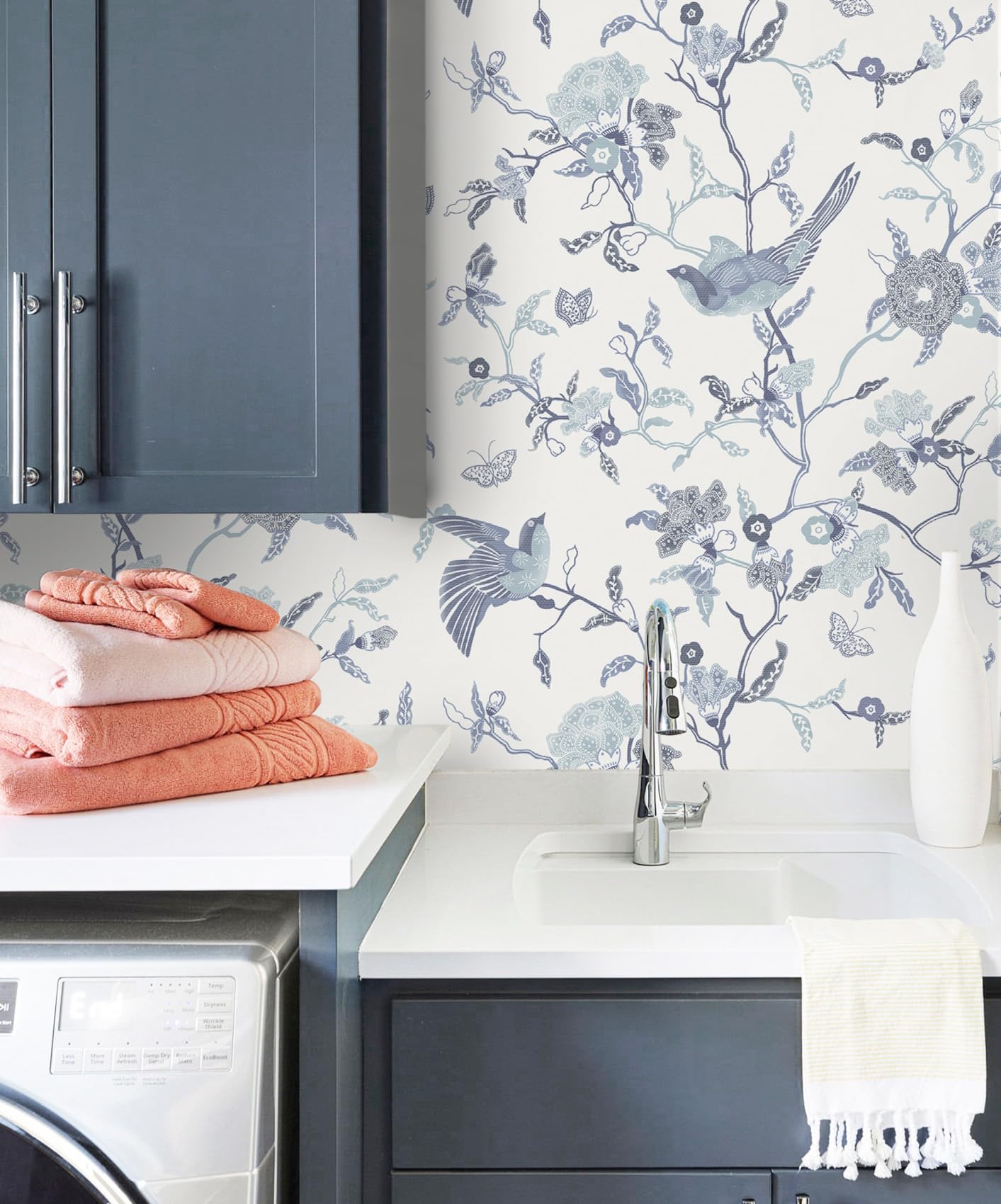 Botanical Blue Floral Plants Peel And Stick Wallpaper | Peel&Paper ...