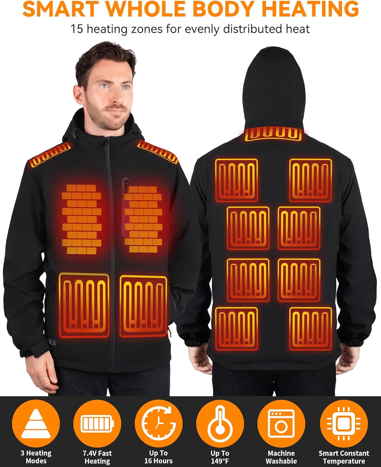 ALI SEA Heated Jacket for Men, Electric Heated Jacket, Men's Heating Jackets Windproof for Skiing Golf - Image 4