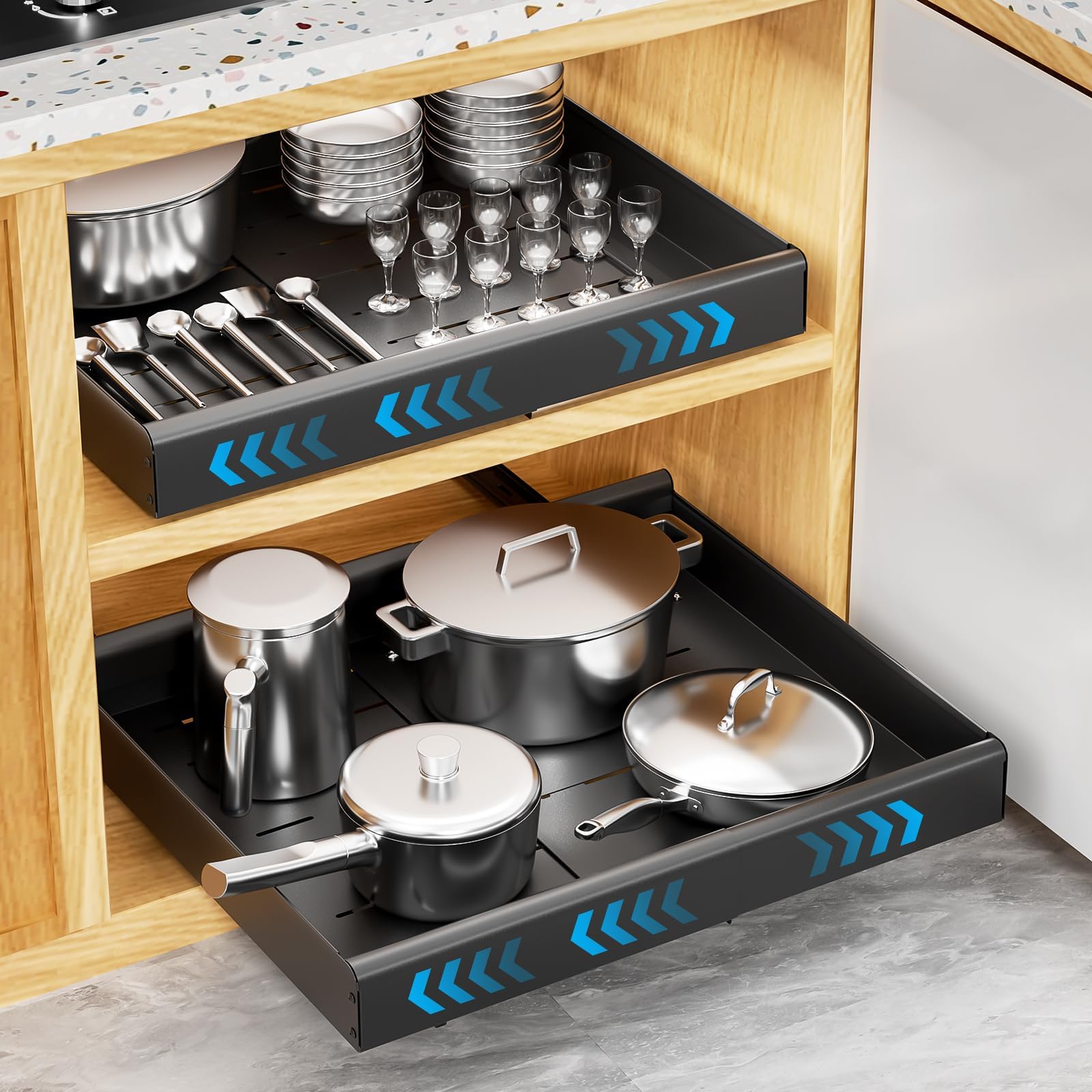 Amazon.com: Pull Out Cabinet Organizer -Expandable – 12.56 x 18.89 Inch ...