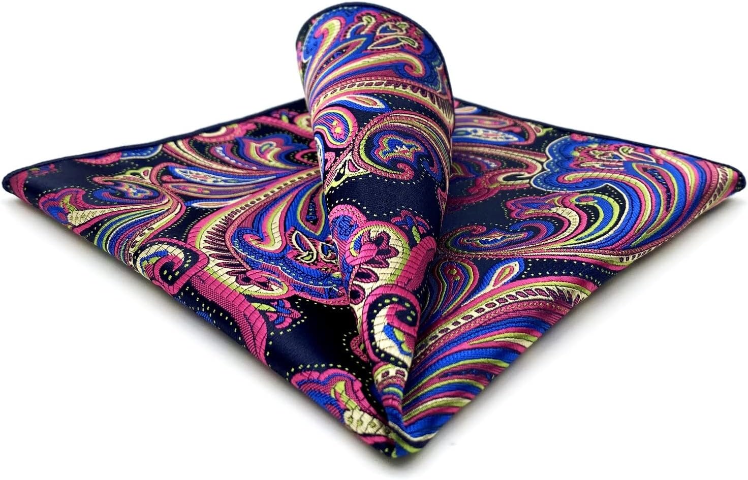 S&W SHLAX&WING Pocket Square for Men Paisley Gorgeous Blue Navy Large for Suit