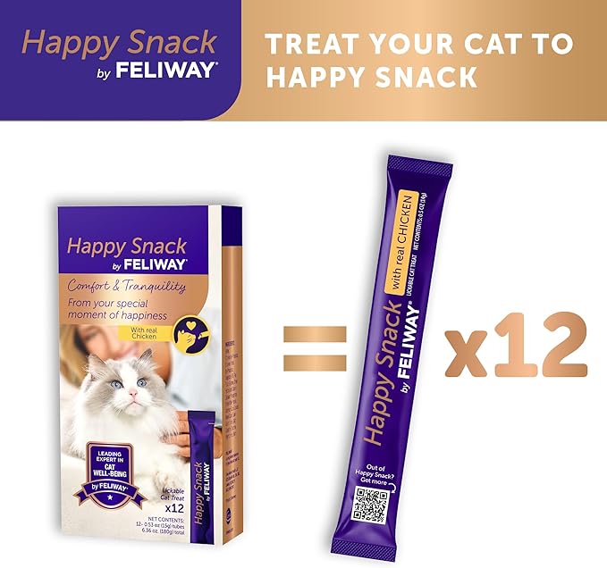 Happy Snack by FELIWAY, Snack para Gatos, Sabor Pollo, 12 Paquetes de 0.5oz miniatura 7