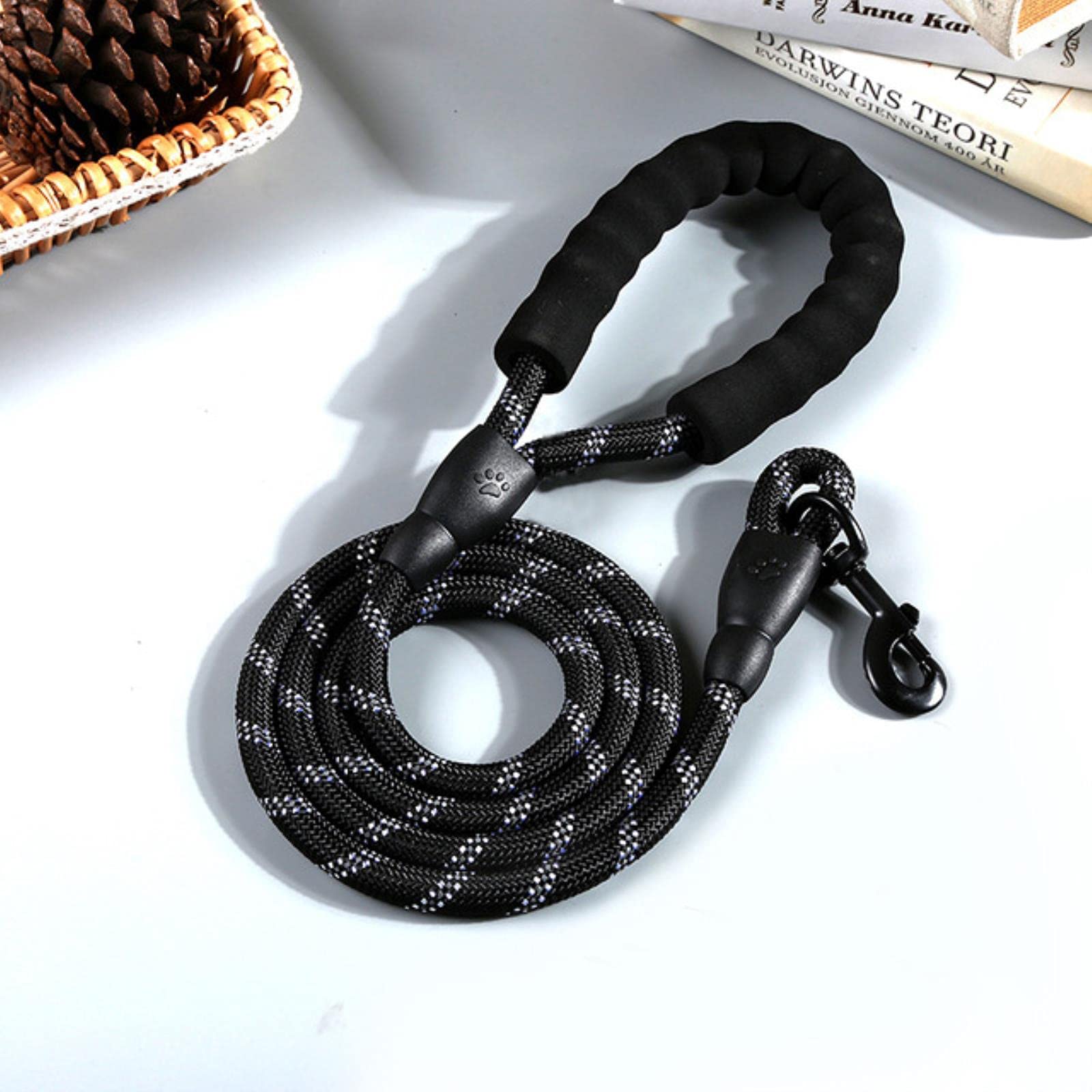 Jestrem Hundeleine 1,5m - Nylon Mit Lederakzenten, Verstellbar, Reflektierend