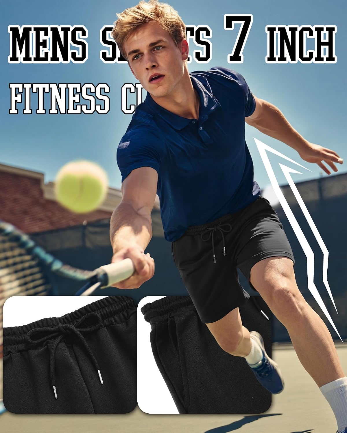 Neer Men's Short 7" Casual Athletics Sweat Shorts Elastic Waist for Running Workout with Pockets Drawstring