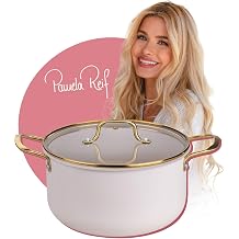 Fackelmann x Pamela Reif Cooking Pot with Lid Diameter 24 cm - Recycled Aluminium, Pastel Beige, 5510 ml, PFAS_Free Ceramic Coating, Suitable for All Hob Types