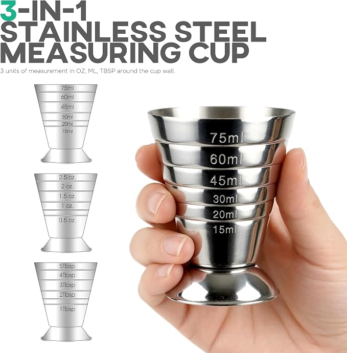 Vaso medidor de acero inoxidable 2.5oz Homestia miniatura 3