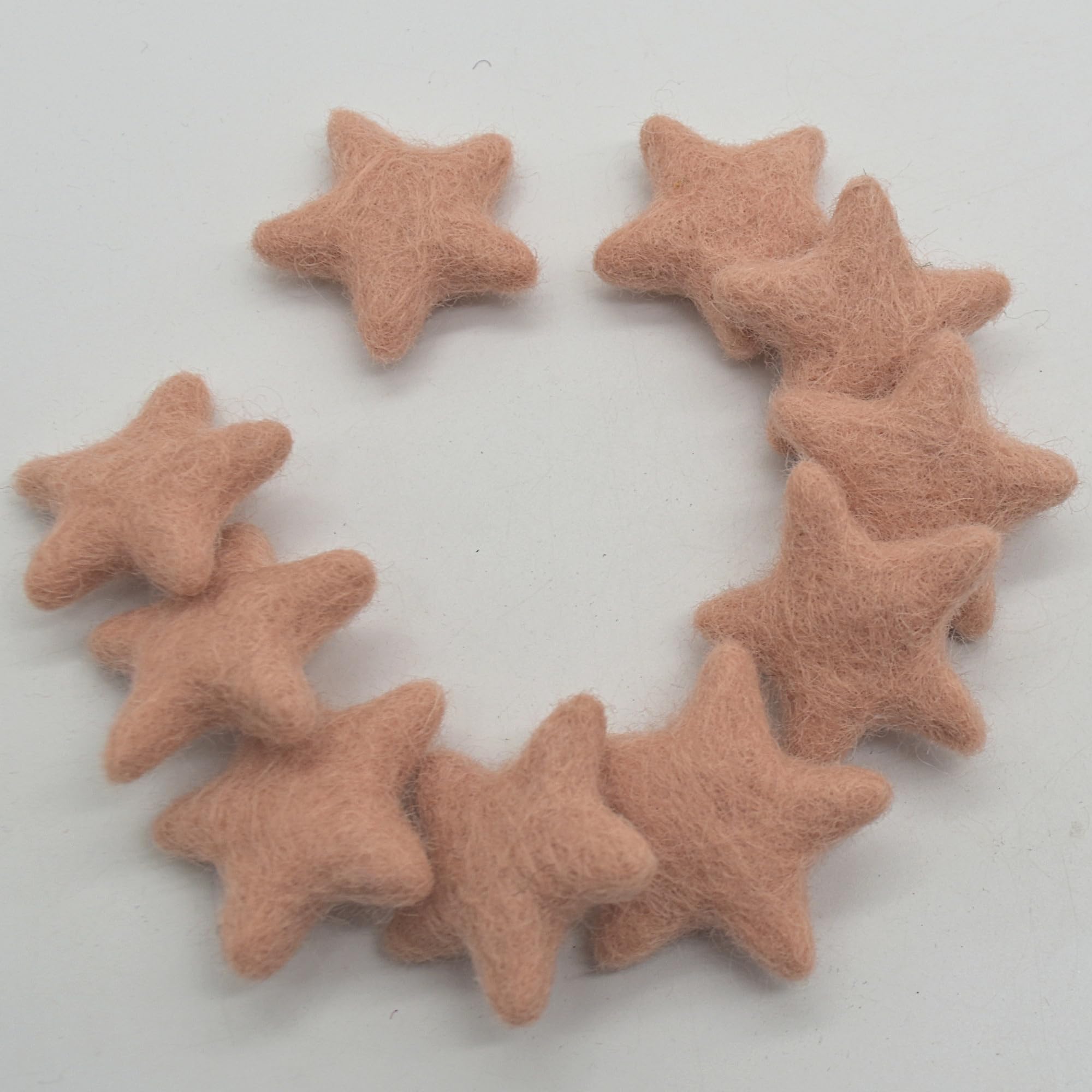 Oriental Direct 100% Wool Felt Stars - 3cm - 10 Felt Stars - Light Peach Pink