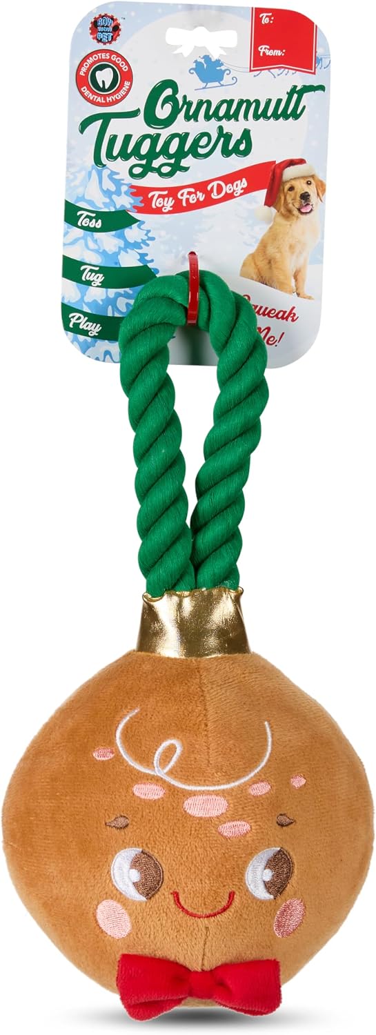 Bow Wow Pet Snowman Ornament Rope Dog Tug Toy