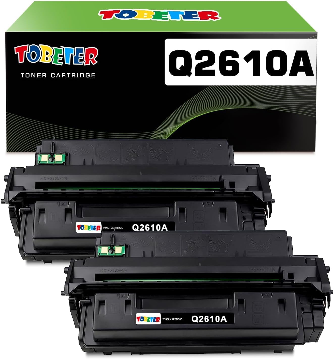 ToBeter Q2610A 10A Toner Cartridge Replacement for HP 2300 Q2610A 10A Toner for Laserjet 2300 2300d 2300dn 2300dtn 2300L 2300n Toner, 7,000 Pages, Higher Than Original, 2 Pack Black [with Chip]