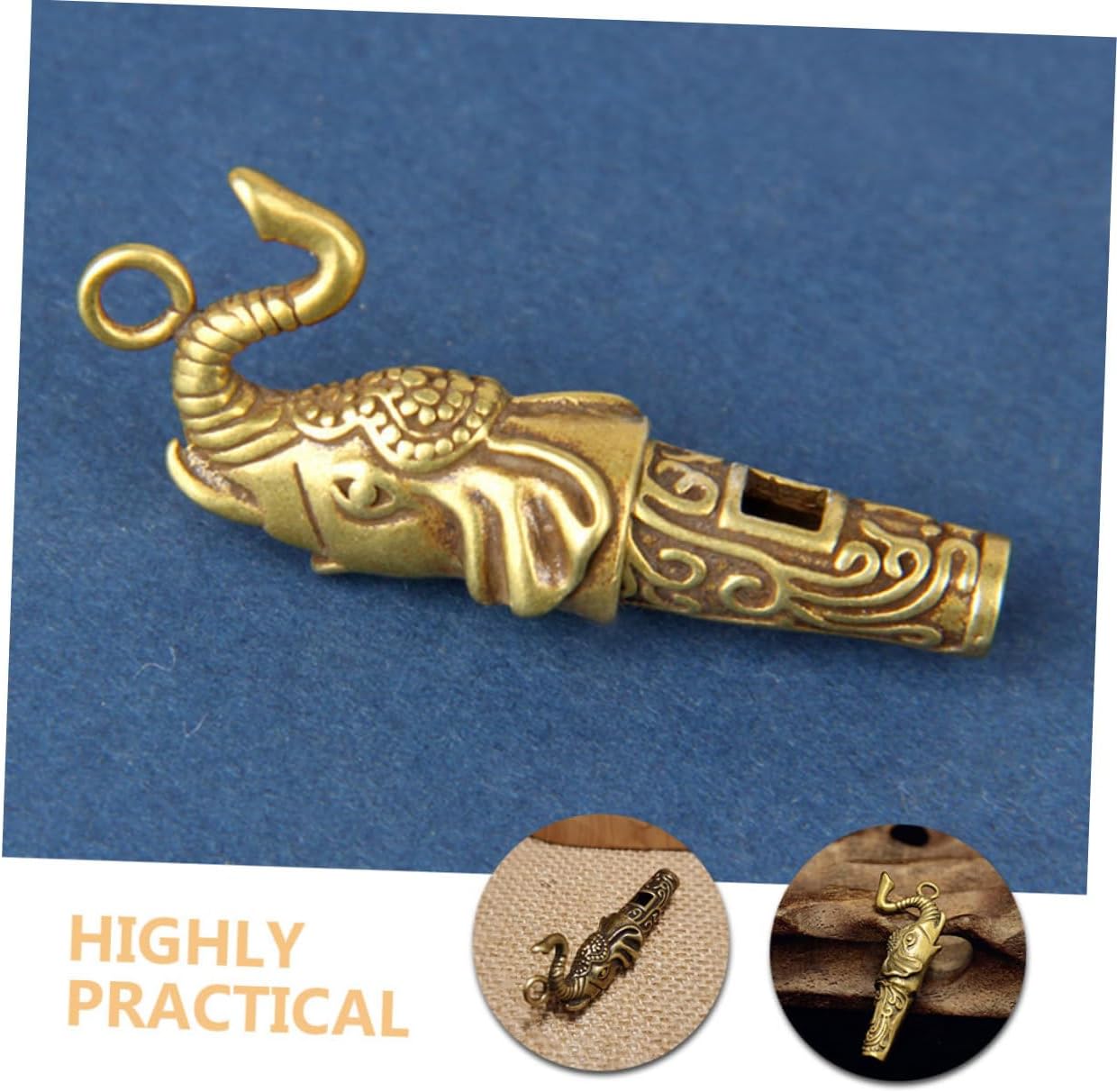 Outdoor Brass Elephant Whistle Keychain for Emergency Situations Compact Metal Whistle Unique Design for Hiking Camping and Dog Training and Portable Signal Device