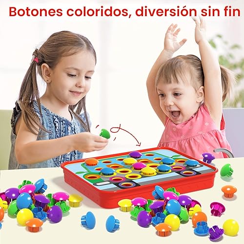 Vista 2 de Botón de color de arte coincidencia de mosaico AMOSTING, pegboard aprendizaje temprano juguetes educativos para niños y niñas
