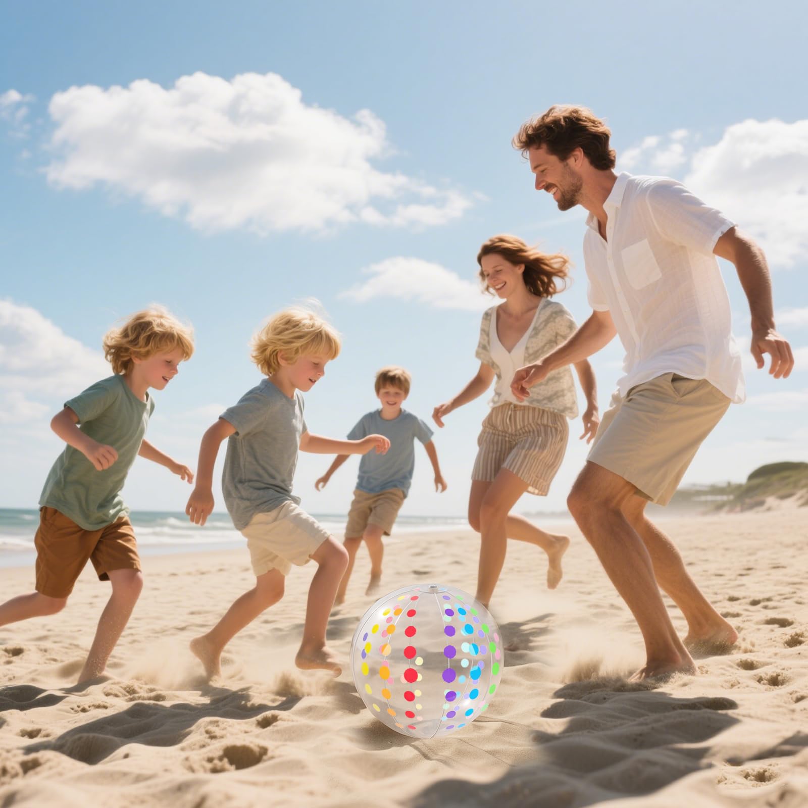 Paquete de 4 bolas de playa de 16 pulgadas, bolas de playa grandes con lunares para fiestas de verano, juguetes de piscina, suministros de fiesta de cumpleaños, juegos acuáticos para niños 3