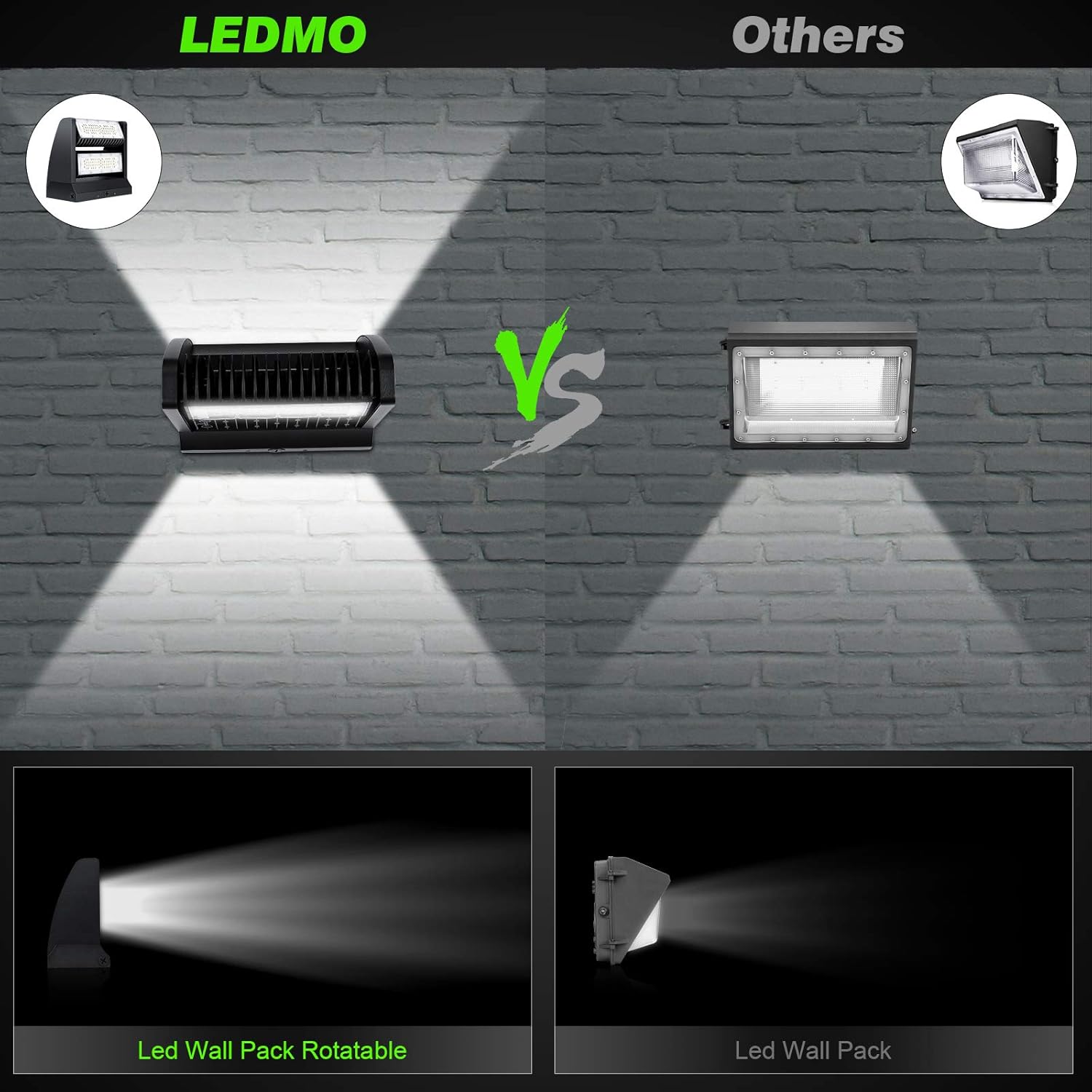 Creative Product LED Wall Pack 80W 5000K Natural White 12800LM IP65 Waterproof Rotary Adjustable Wall Light Industrial Residential Commercial Lighting Lamp One-Day Sale: Up to 50% Off LED Wall Pack 80W 5000K Natural White 12800LM IP65 Waterproof Rotary Adjustable Wall Light Industrial Residential Commercial Lighting Lamp