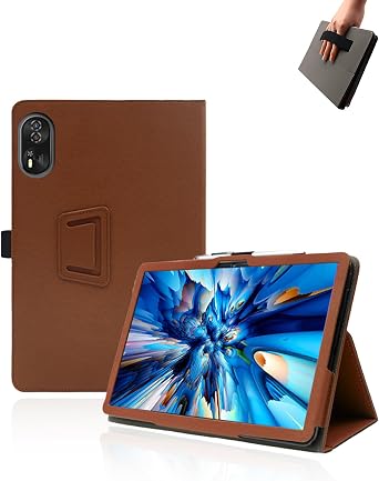 Case for Blackview MEGA 8 Android Tablet 13 inch Tablets,13 inch Tablet,UYRUREL Leather Slim Folding Stand Cover with Hand Strap Magnet for Men Women Full Protection,Brown.