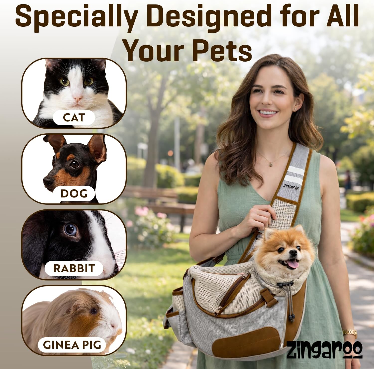 Hands-Free Sling Pet Carrier for Cats and Small Dogs up to 12lbs – Travel Set Includes Foldable Water Bowl & ID Card – Breathable Mesh, Safety Hook & Adjustable Padded Strap for Walking & Travel